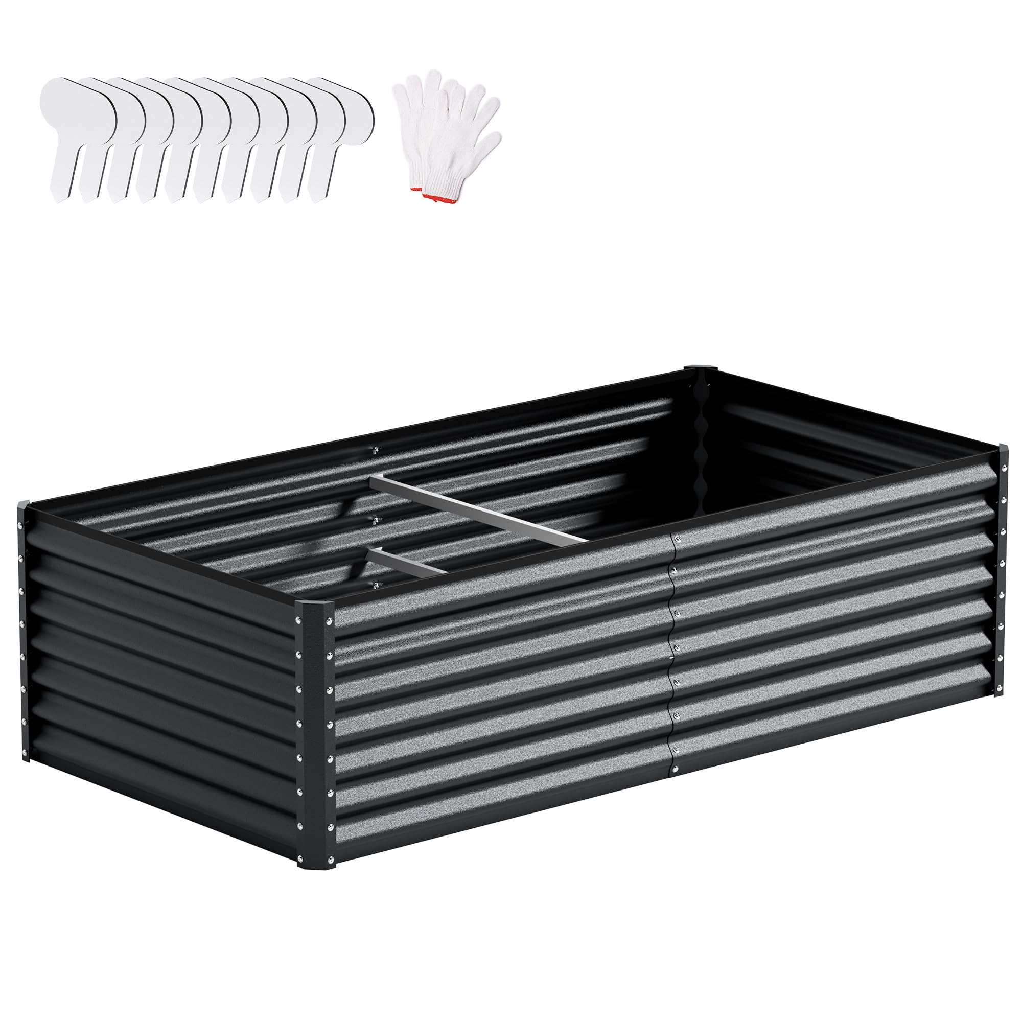 8×4×2 FT Galvanized Planter Box, Raised Garden Bed, Outdoor Above Ground Planter Extra Large Garden Box Kits for Vegetables, Flowers, Herbs (White)