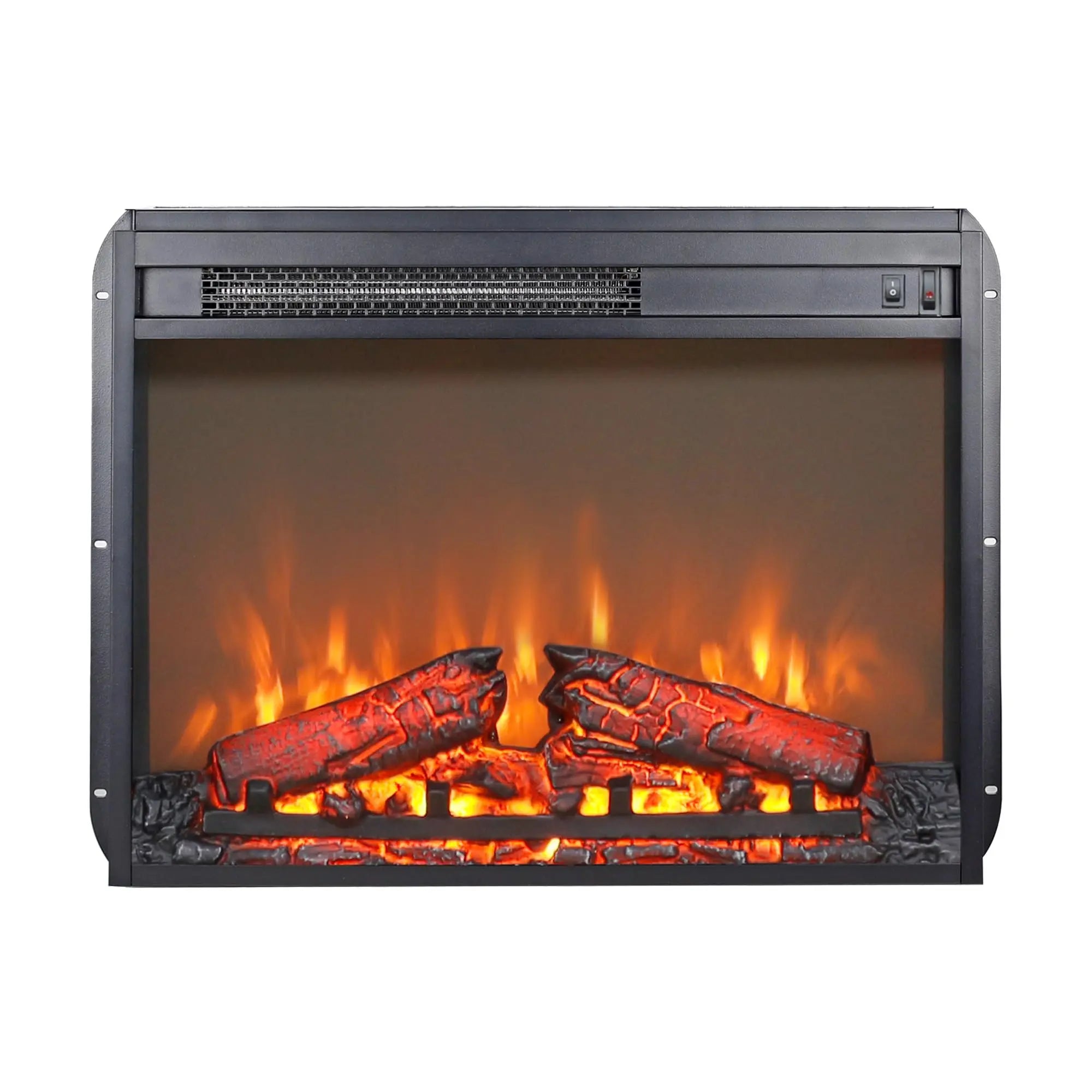 18 inch Electric Fireplace Insert, Ultra Thin Heater with Log Set & Realistic Flame, Overheating Protection (18 INCH) QIHAI