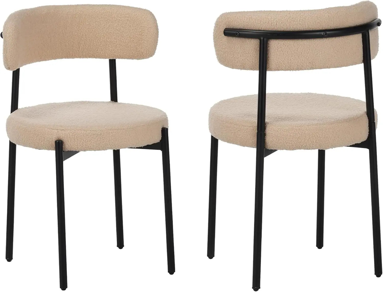 QIHAI Dining Chairs Set of 4, Curved Back Kitchen Dining Chairs, Suitable for Restaurants and Dining Rooms, Beige QIHAI