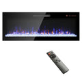 42 inch Electric Fireplace,Recessed Ultra Thin,Tempered Glass Front,Wall Mounted with Remote and Multi Color Flame & Emberbed, LED Light Heater QIHAI
