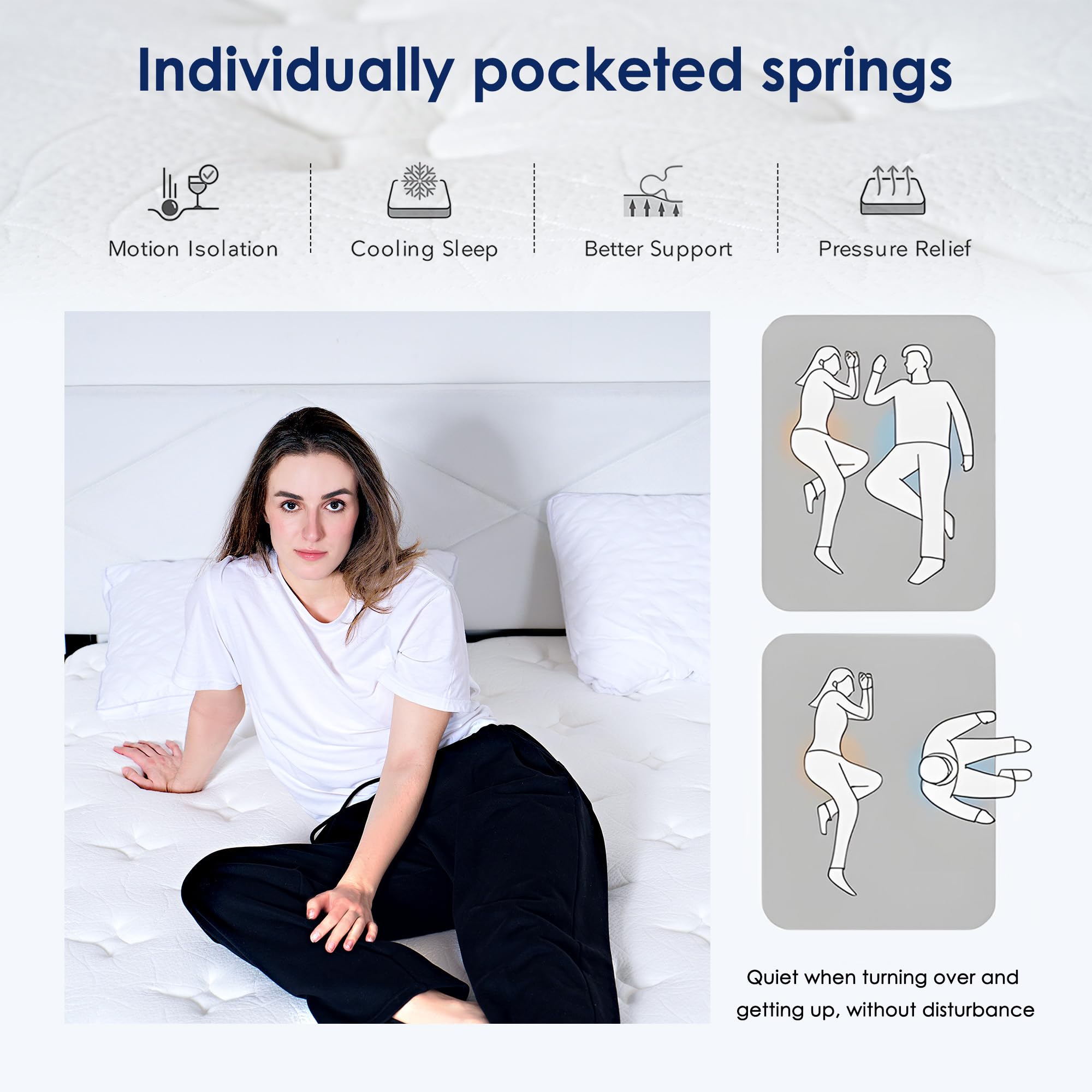 Twin Mattress 12 Inch, Memory Foam Mattress with Pocket Spring, Soft & Comfortable Medium Firm (12 inch, Twin)