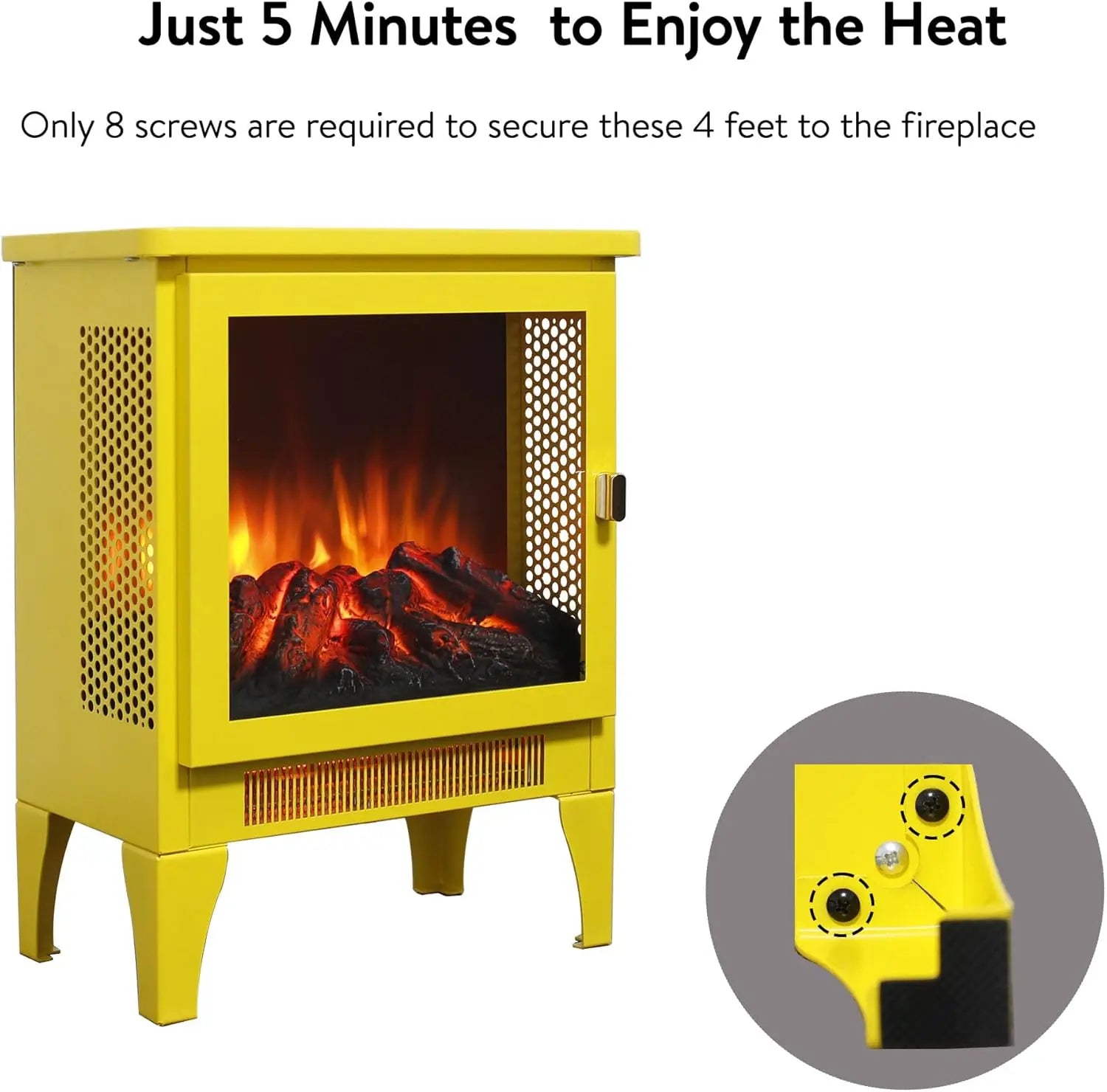 21 inchThree-Sided Freestanding Electric Fireplace Stove Heater with 3D Flame Effect with Remote Control (21 INCH-G) QIHAI