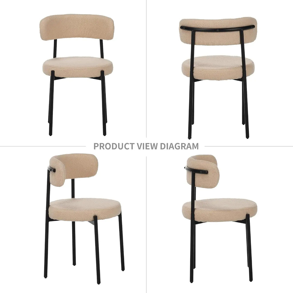 QIHAI Dining Chairs Set of 4, Curved Back Kitchen Dining Chairs, Suitable for Restaurants and Dining Rooms, Beige QIHAI