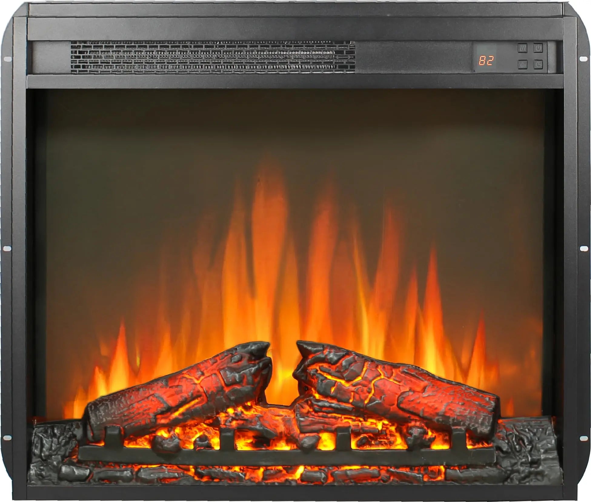 18 inch Electric Fireplace Insert, Ultra Thin Heater with Log Set & Realistic Flame, Overheating Protection (18 INCH) QIHAI