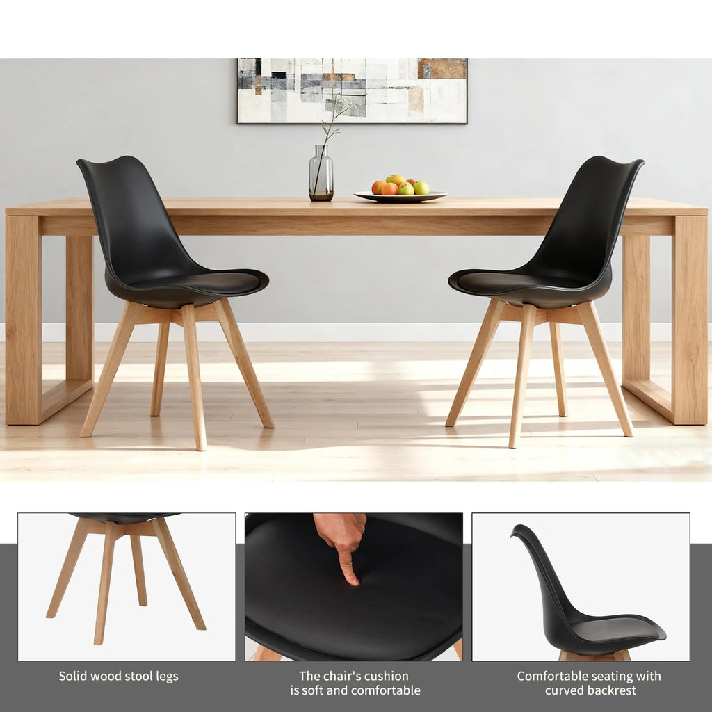 QIHAI Set of 4 Dining Chairs, Medieval Modern Style Dining Chairs for Kitchen and Dining Room, with Wooden Legs (White) QIHAI