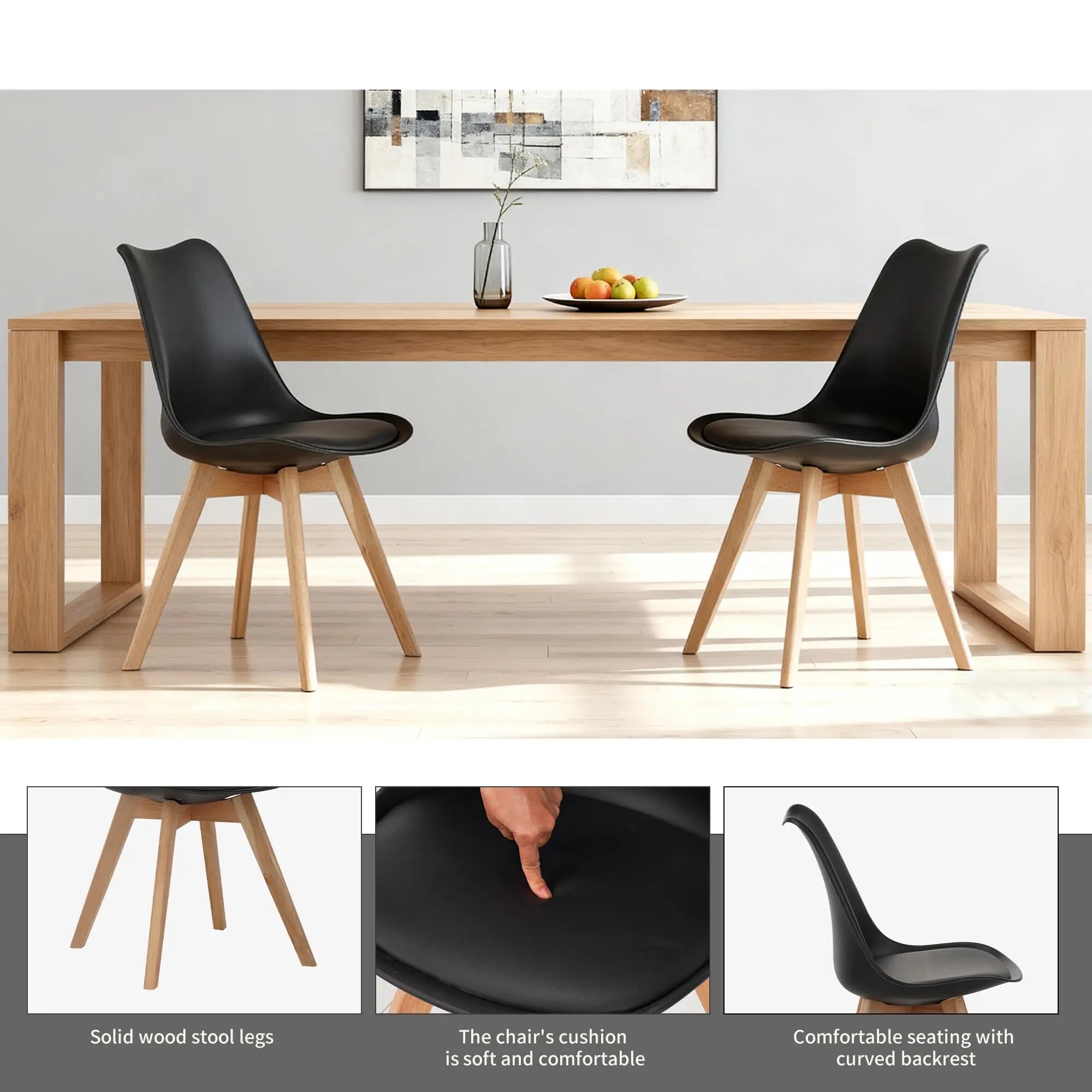 QIHAI Set of 4 Dining Chairs, Medieval Modern Style Dining Chairs for Kitchen and Dining Room, with Wooden Legs (White) QIHAI