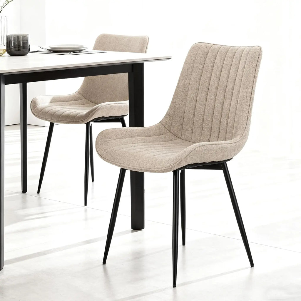 QIHAI Dining Chairs Set of 4,Soft-Seated Dining Chairs with Padded Backrests and Metal Legs for Living Room and Bedroom, Beige QIHAI