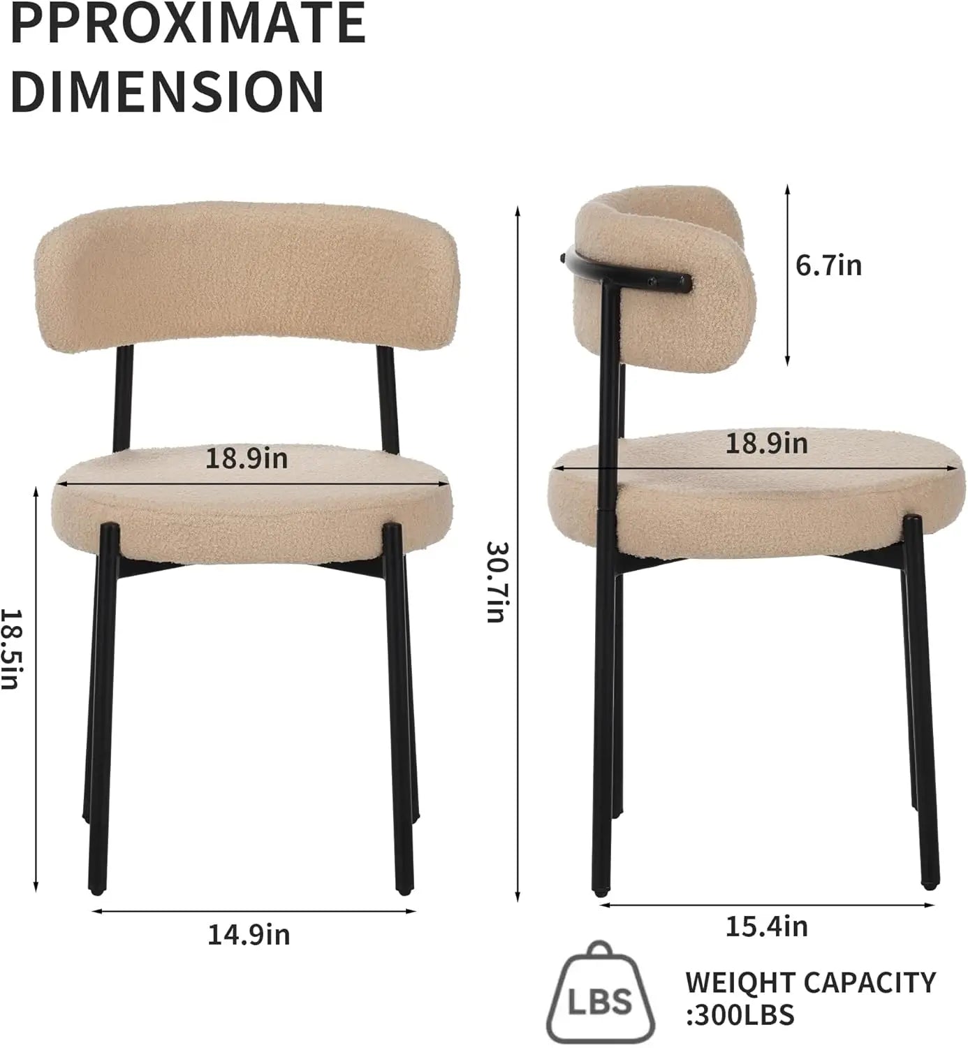 QIHAI Dining Chairs Set of 4, Curved Back Kitchen Dining Chairs, Suitable for Restaurants and Dining Rooms, Beige QIHAI