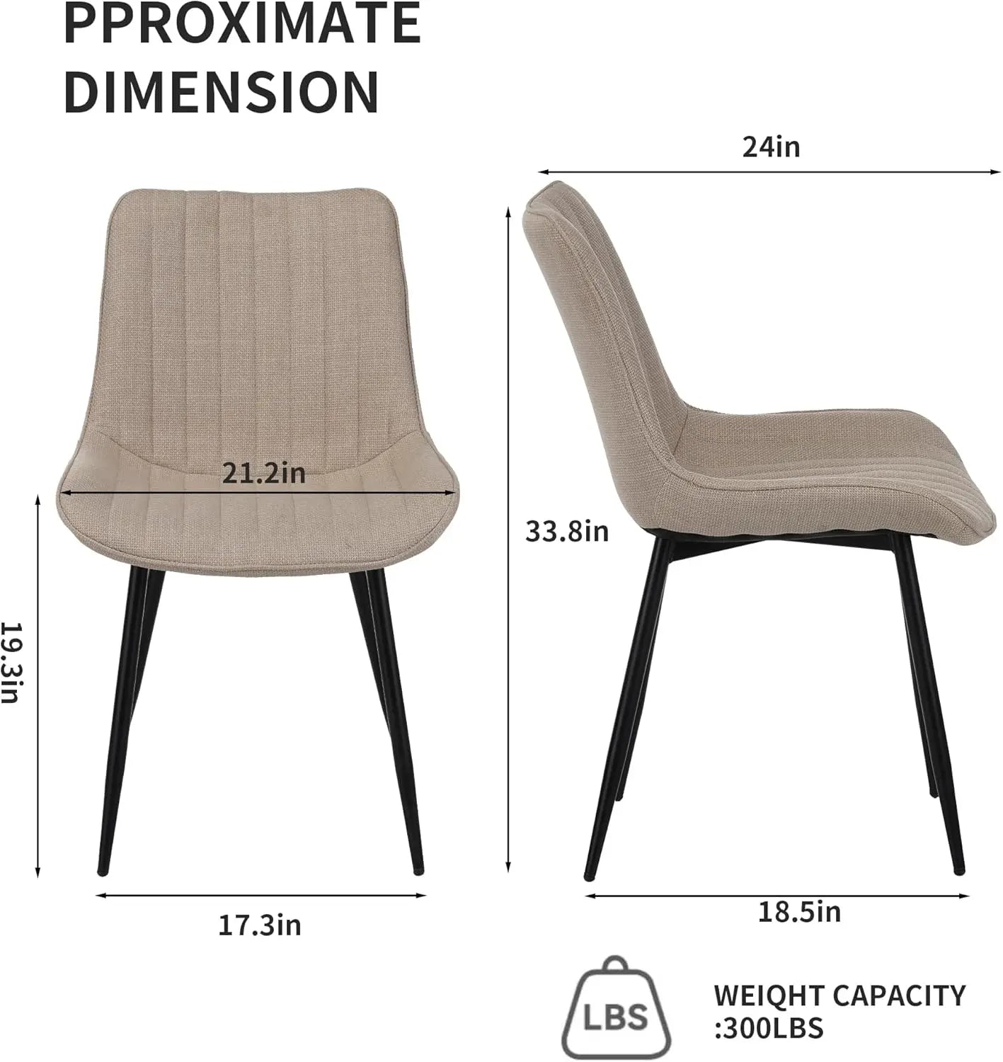 QIHAI Dining Chairs Set of 4,Soft-Seated Dining Chairs with Padded Backrests and Metal Legs for Living Room and Bedroom, Beige QIHAI