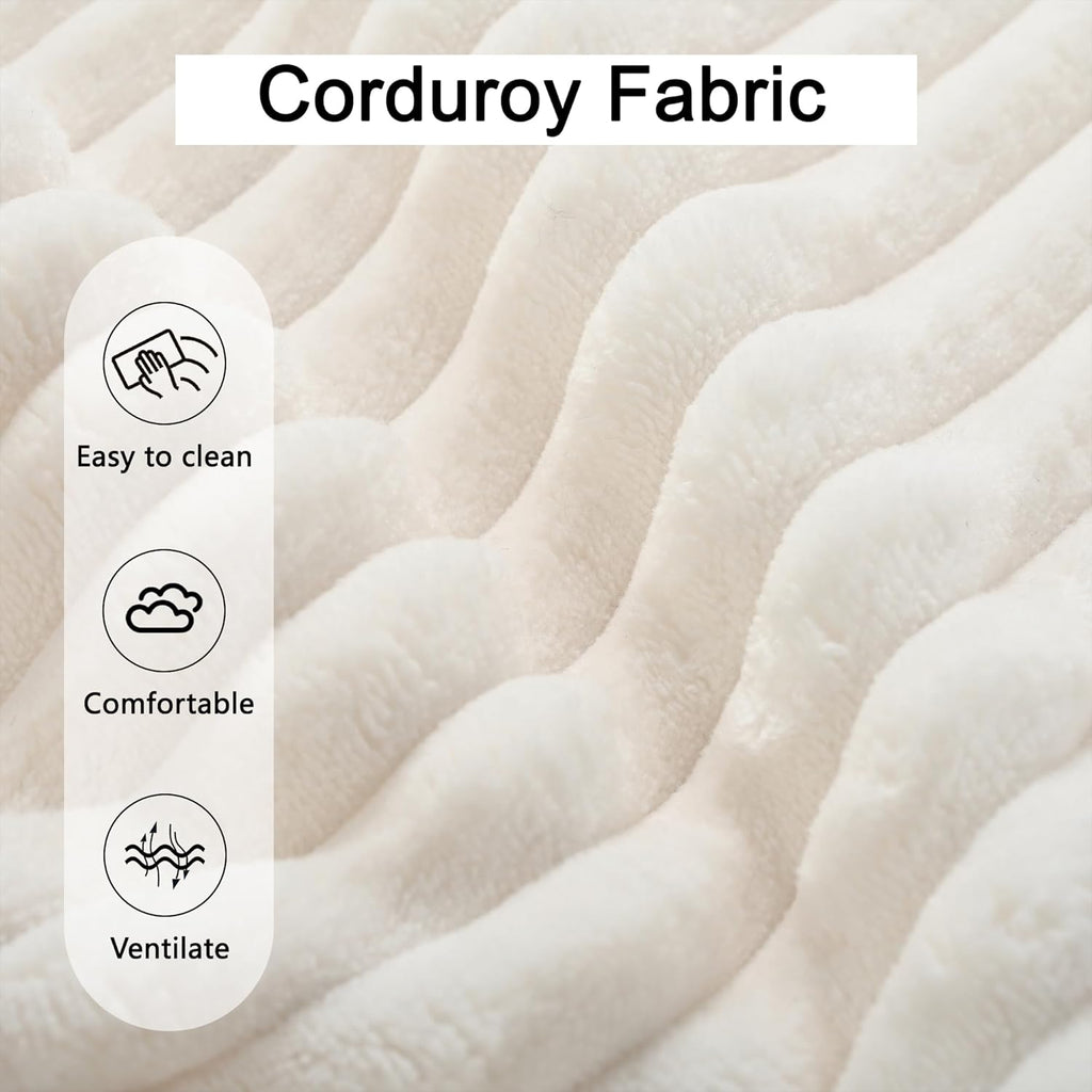 104" Corduroy Sectional Couch, Boneless L Shaped Couch with Deep Seat, Cloud Foam Sofa with Chaise, Sectional Sofa No Assembly Needed for Living Room (Foam + Black + Corduroy + 3 Seat)