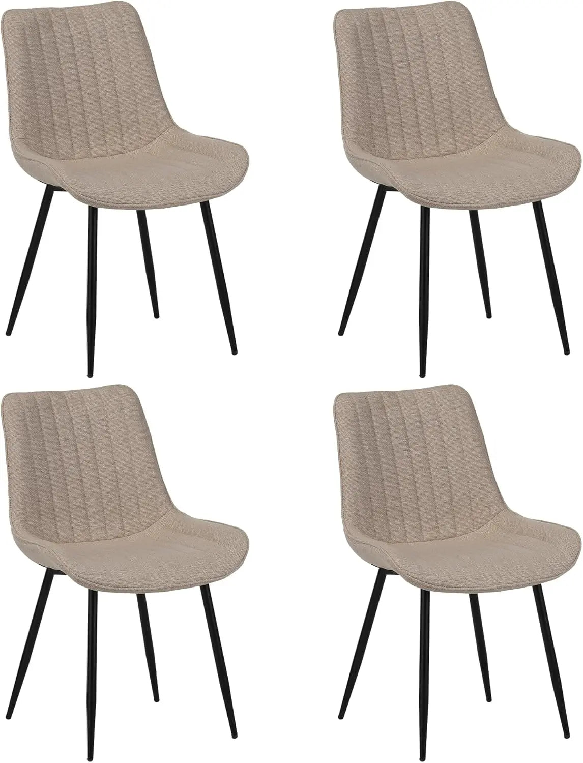 QIHAI Dining Chairs Set of 4,Soft-Seated Dining Chairs with Padded Backrests and Metal Legs for Living Room and Bedroom, Beige QIHAI