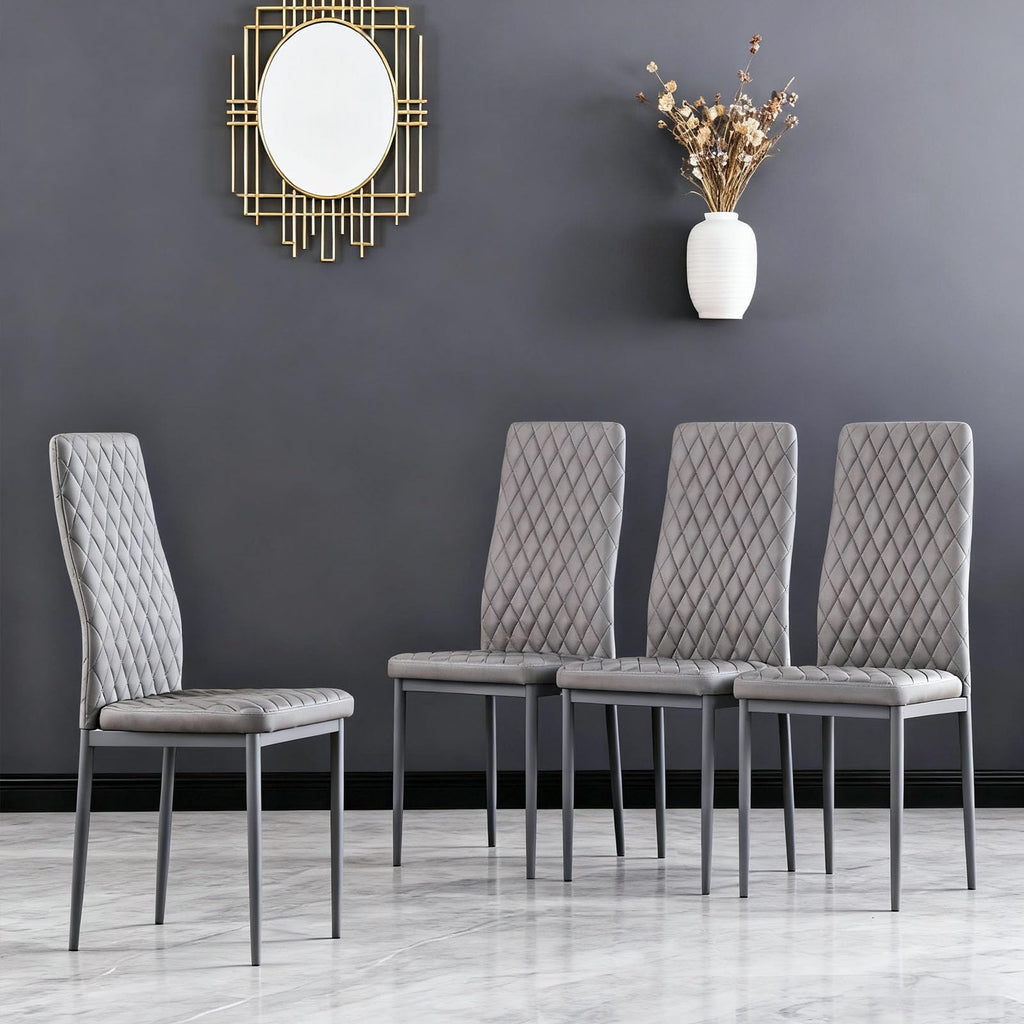 Dining Chairs Set of 4, Dining Chairs with Cushions, PU Leather Upholstered Kitchen Dining Room Chairs with Metal Legs for Dining Living Room (White, 4 PCS)
