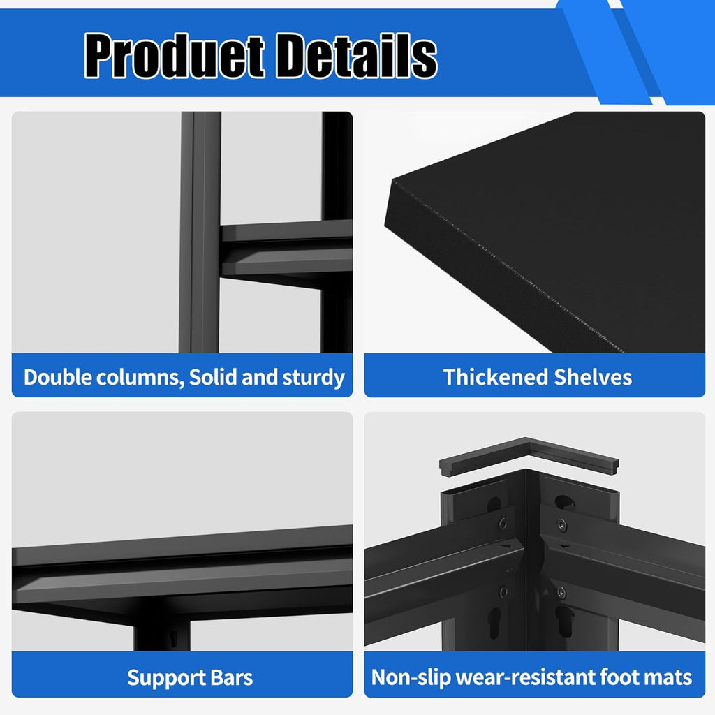 30-40 Gallon Fish Tank Stand - Metal Aquarium Stand, 47.2" W x 18"D x 39" H Adjustable Heavy Duty Garage Storage Shelving Rack, 3-Tier Fish Tank Rack Shelf for Home Office, Tank Not Included,Black