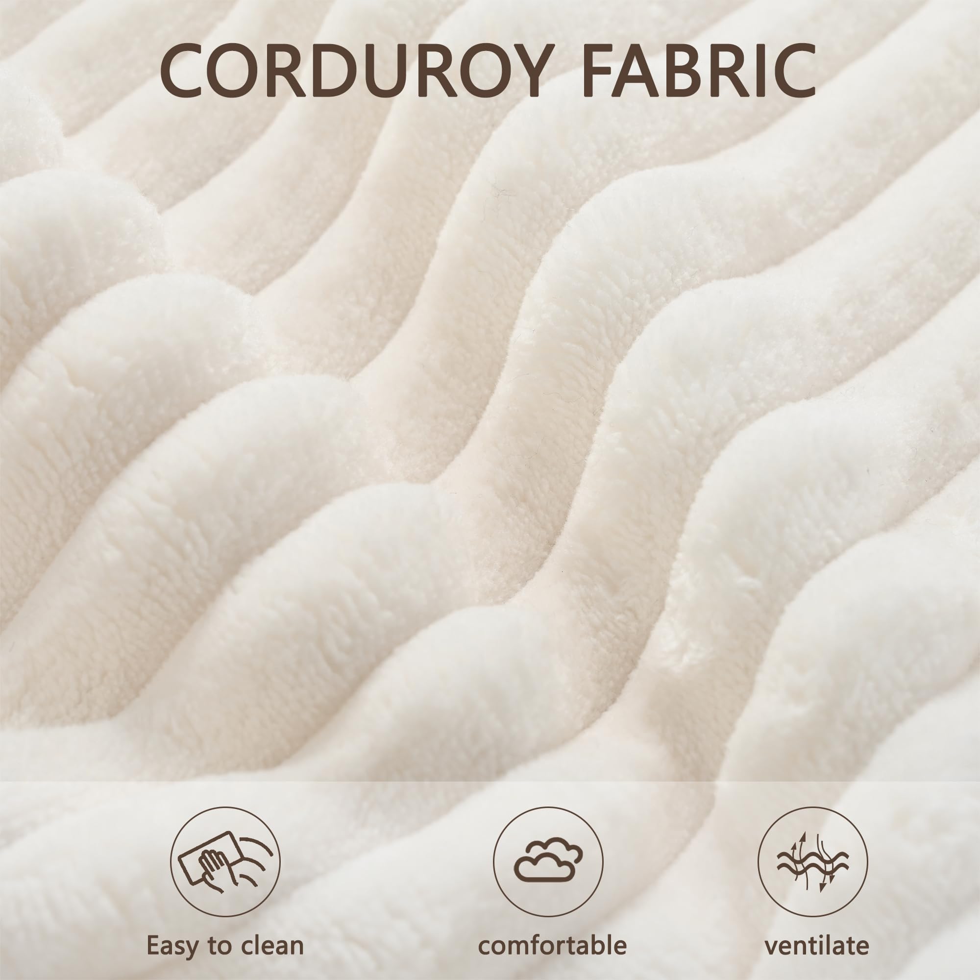 102.7" Corduroy Sectional Couch, Boneless L Shaped Couch with Deep Seat, Cloud Foam Sofa with Chaise, Sectional Sofa No Assembly Needed for Living Room and Bedroom (Black + Corduroy + 3 Seat + Foam)