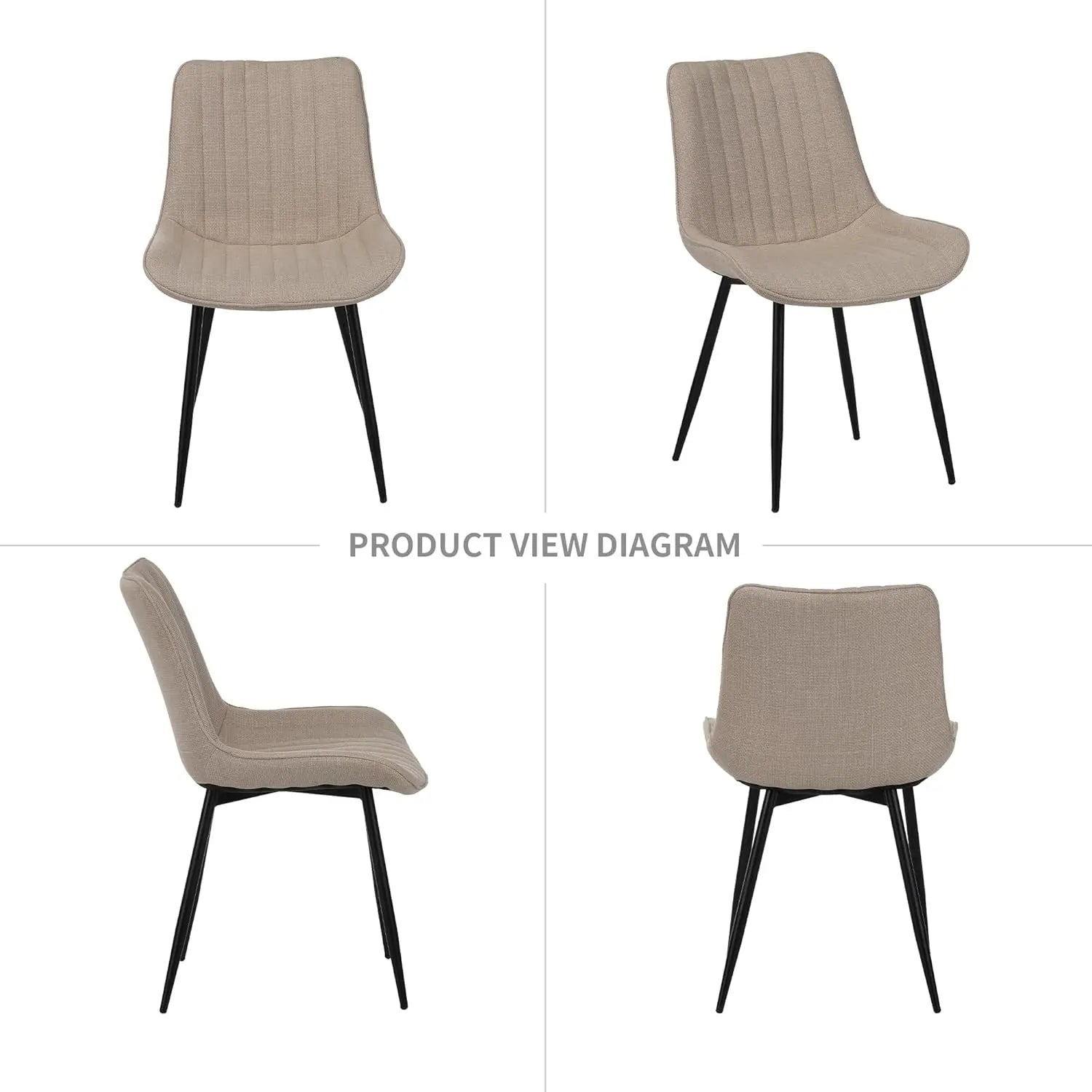 QIHAI Dining Chairs Set of 4,Soft-Seated Dining Chairs with Padded Backrests and Metal Legs for Living Room and Bedroom, Beige QIHAI