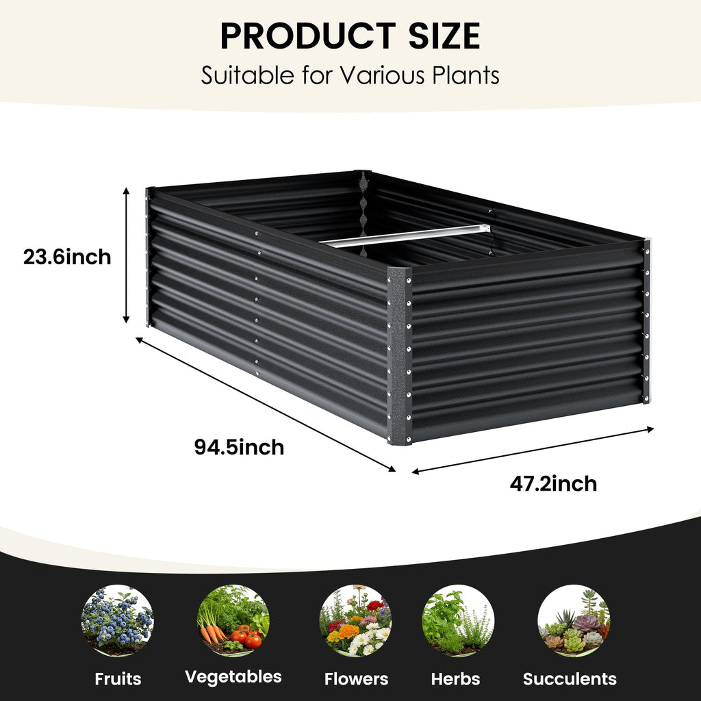 8×4×2 FT Galvanized Planter Box, Raised Garden Bed, Outdoor Above Ground Planter Extra Large Garden Box Kits for Vegetables, Flowers, Herbs (White)