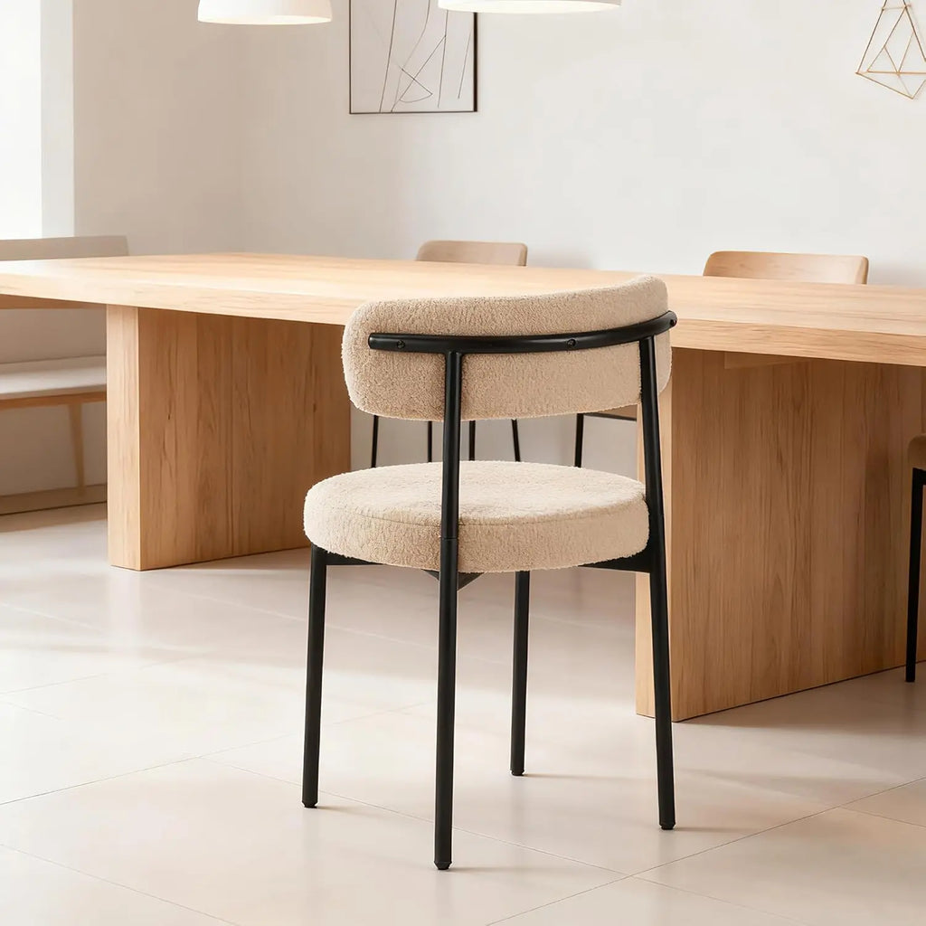 QIHAI Dining Chairs Set of 4, Curved Back Kitchen Dining Chairs, Suitable for Restaurants and Dining Rooms, Beige QIHAI