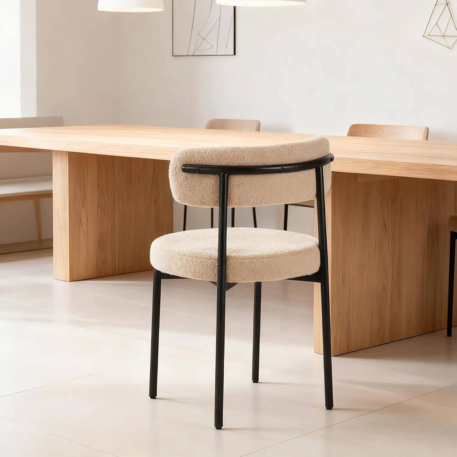 QIHAI Dining Chairs Set of 4, Curved Back Kitchen Dining Chairs, Suitable for Restaurants and Dining Rooms, Beige QIHAI