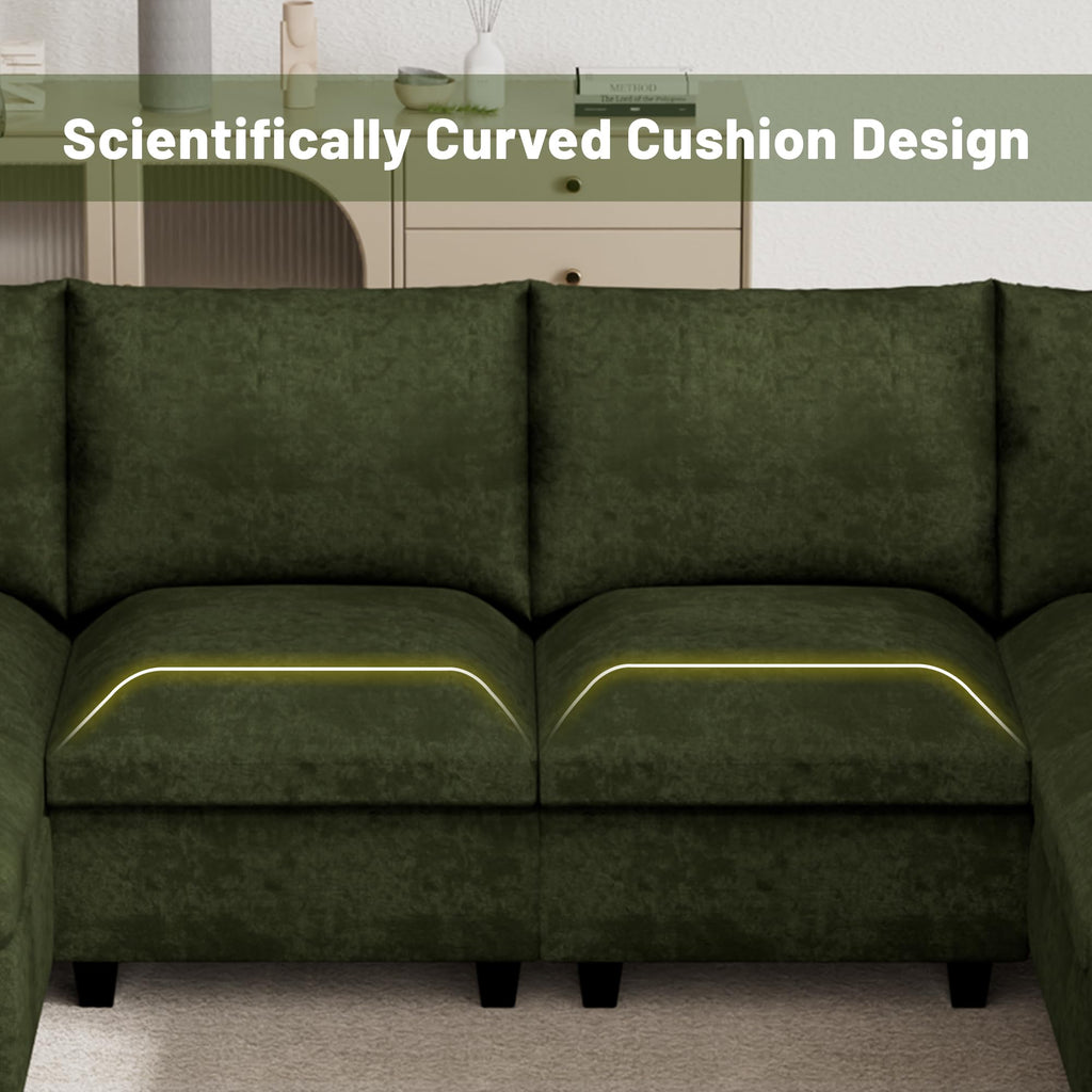 120.1" L Shaped Modular Sectional Sofa, 7 Seater Sectional Sofa with Storage Ottoman, L Shaped Cloud Couch Corner Sofa Oversized Modular Sectional Couch for Living Room (Black)