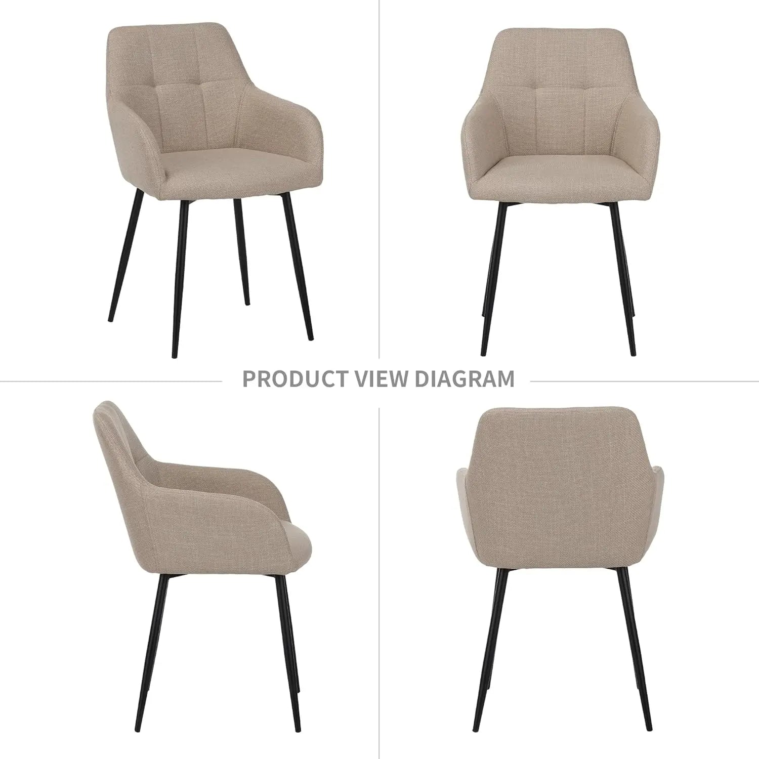 QIHAI Modern Dining Chairs Set of 2,Comfortable Upholstered Chairs for Living Room, Dining Room, and Bedroom,Beige QIHAI