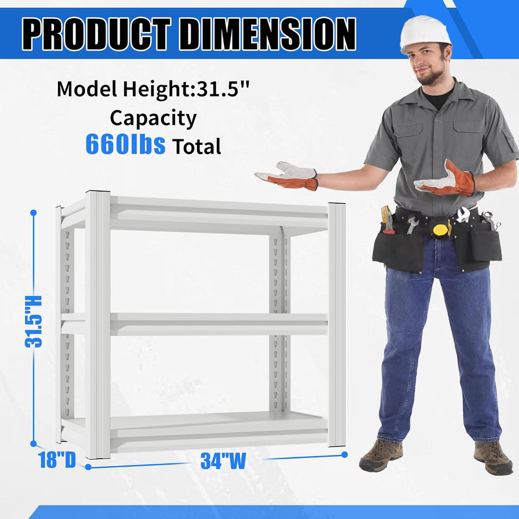 20-30 Gallon Fish Tank Stand - Metal Aquarium Stand, 34 "W x 18 "D x 31"H Adjustable Heavy Duty Reptile Tank Stand, Adjustable 3-Tier Fish Tank Rack Shelf for Home Office, Tank Not Included,White