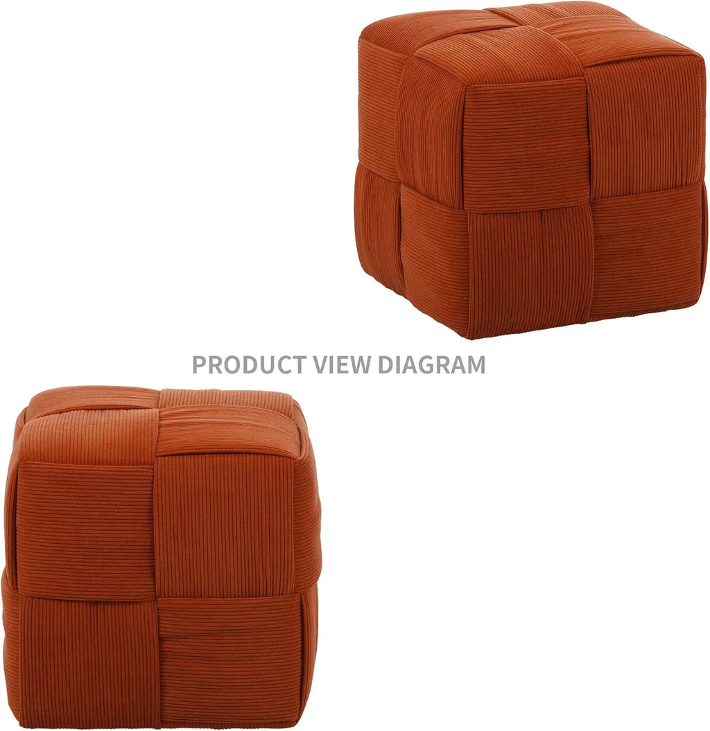 QIHAI Ottoman Foot Rest Soft and Comfortable Ottoman,Square Corduroy Woven Design Sofa Stool (Brown) QIHAI