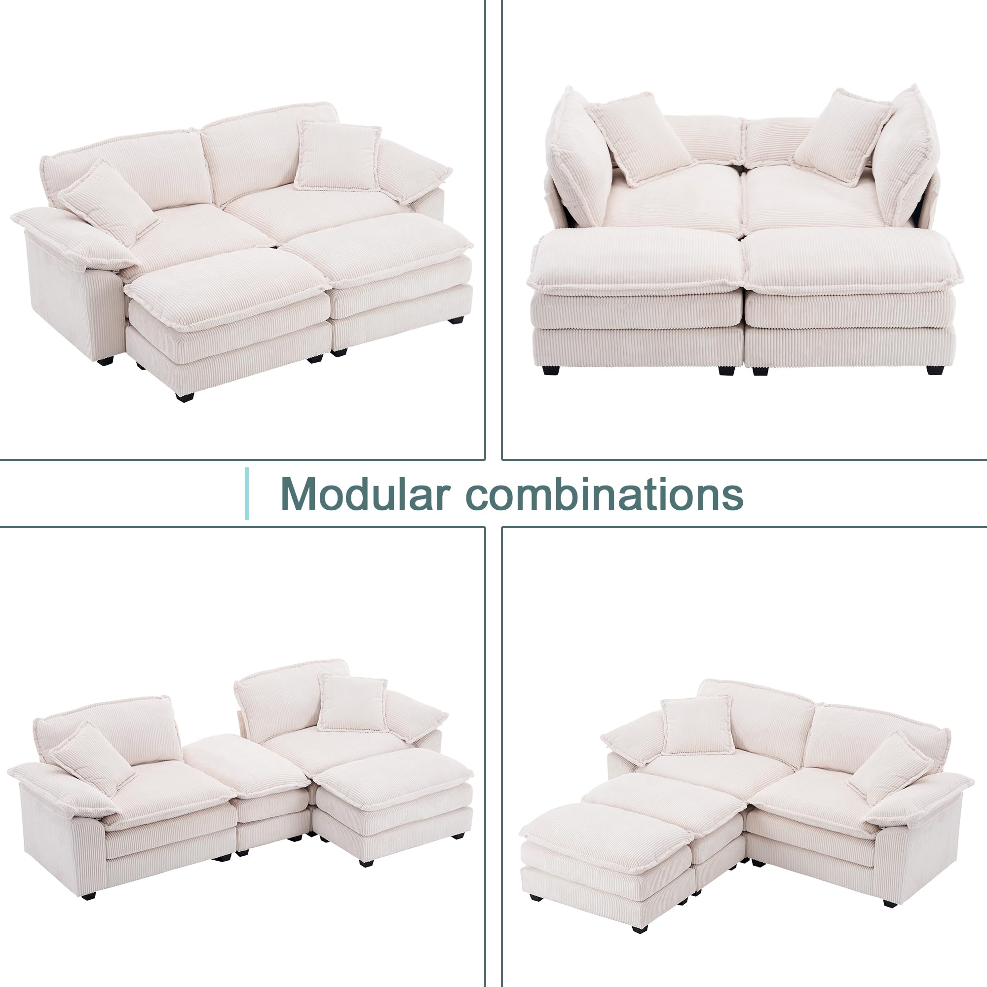 Modular Sectional Sofa,Comfortable Cloud Sofa,Modern Style Sofa,Suitable for Use in The Living Room (Gray)