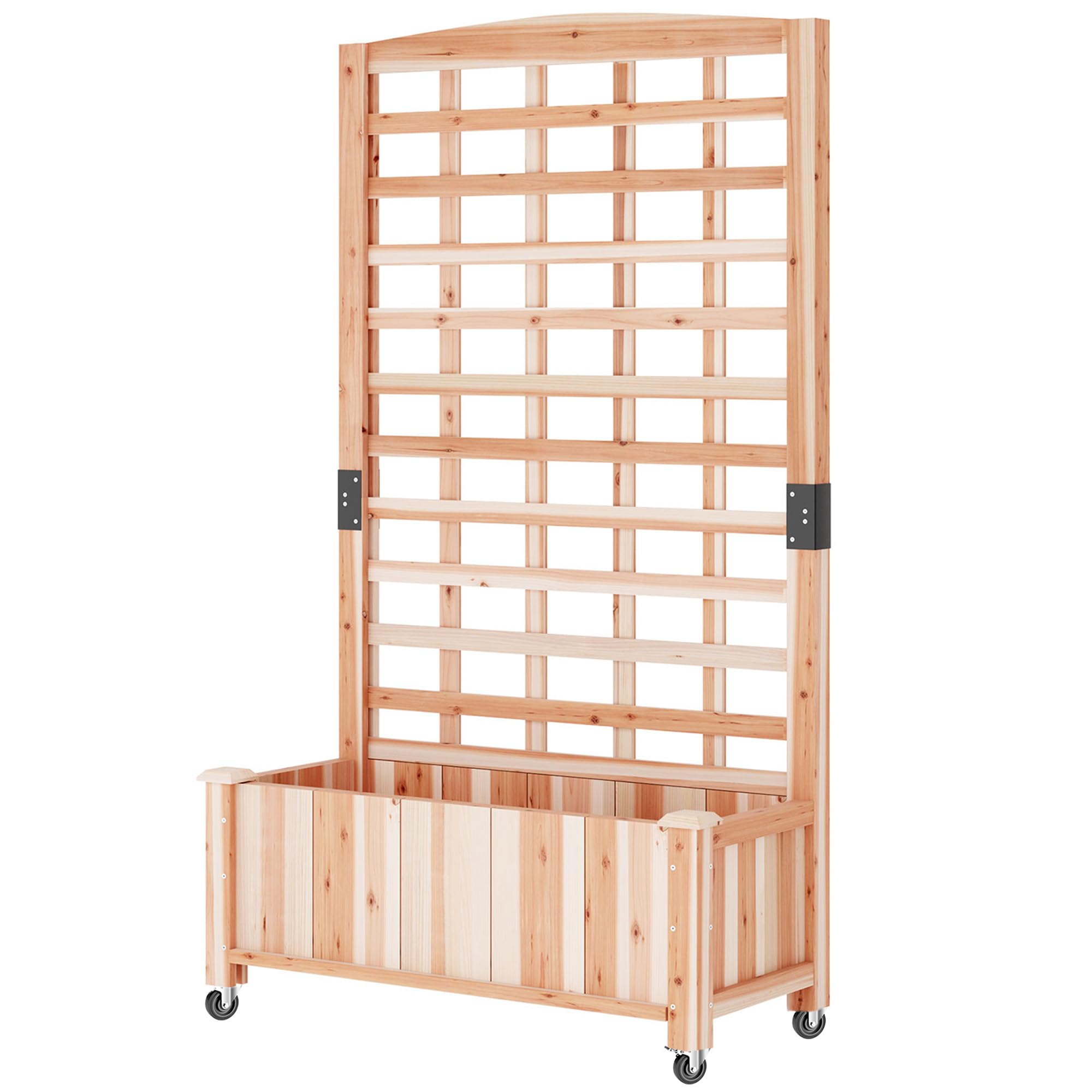 Wooden Raised Garden Bed with Trellis, Outdoor Free-Standing Trellis Planter, Standing Elevated Planter Box for Vegetables,Flowers, Fruits (35.4" L x 15.7" W x 59.4" H)