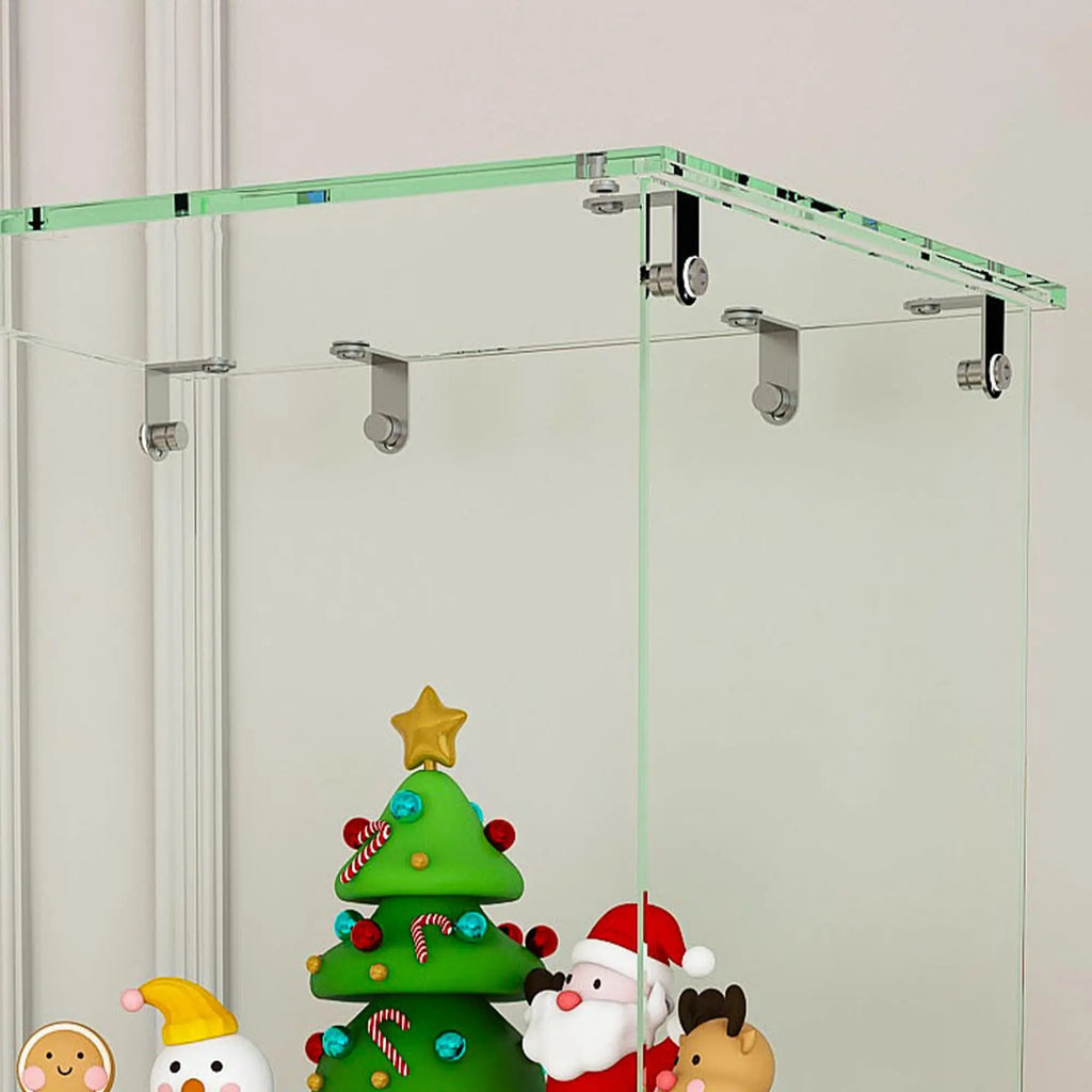 QIHAI Glass Display Cabinet,Premium 4-Tier Diamond Glass Display Case with 5 Dynamic LED Modes, Tempered Glass Curio Cabinet for Collectibles & Decor (62.99x27.56x11.81 Inches) QIHAI