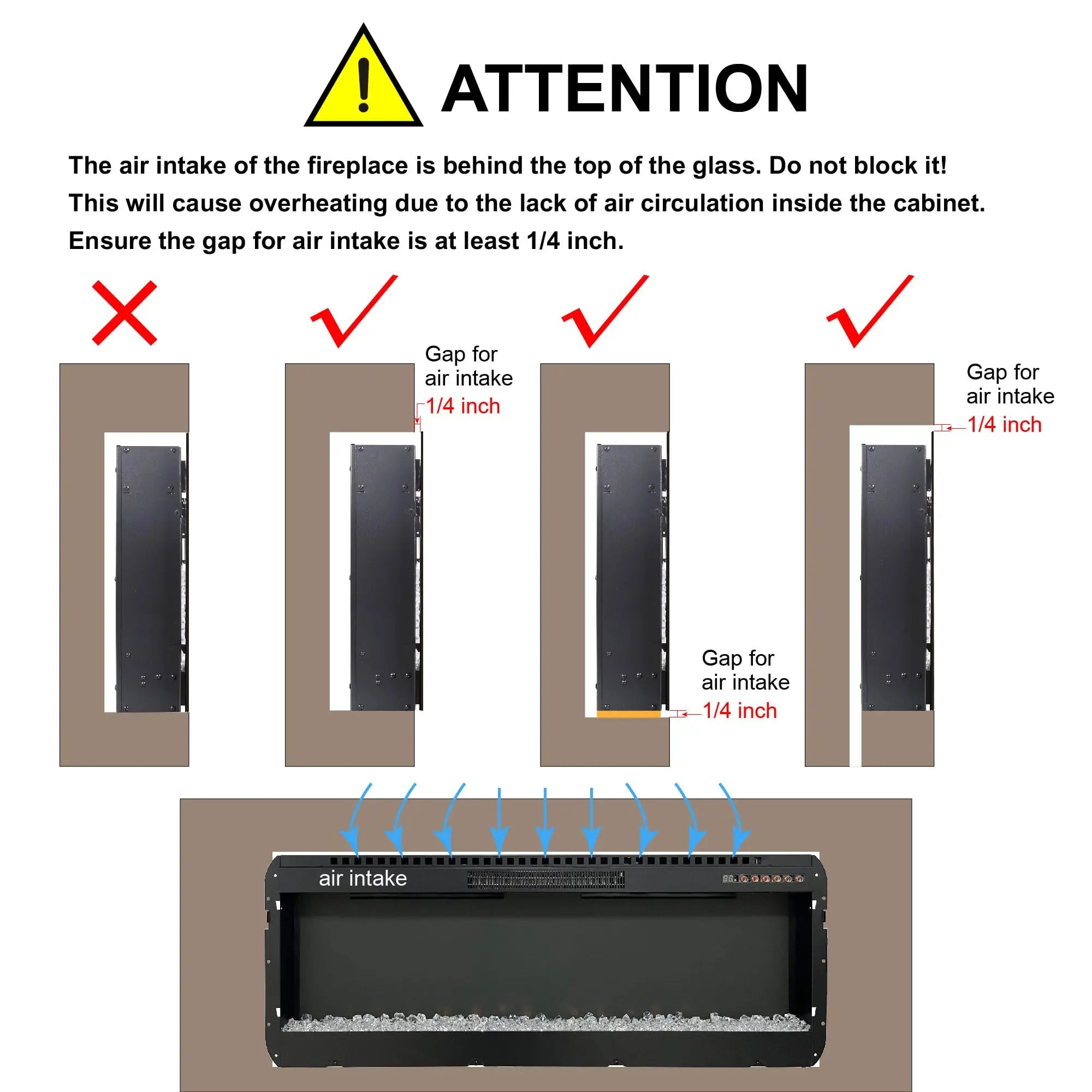 42 inch Electric Fireplace,Recessed Ultra Thin,Tempered Glass Front,Wall Mounted with Remote and Multi Color Flame & Emberbed, LED Light Heater QIHAI