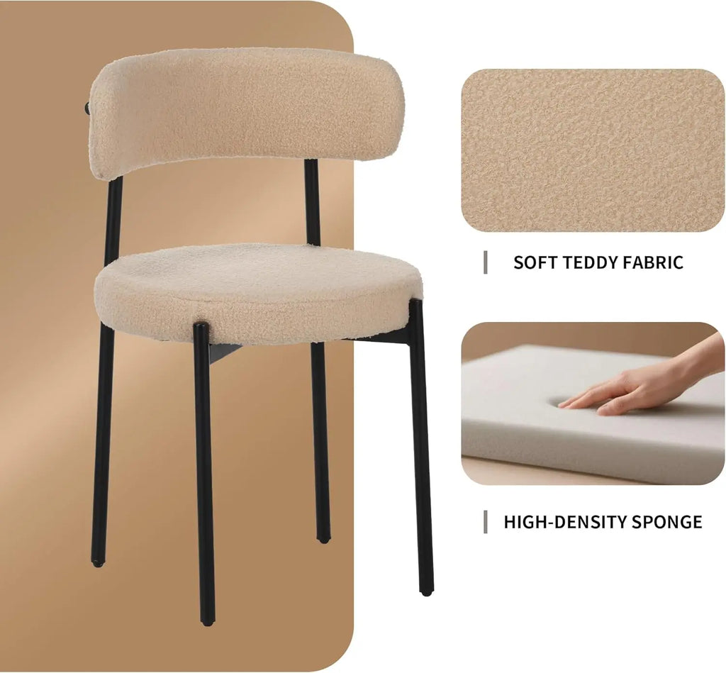 QIHAI Dining Chairs Set of 4, Curved Back Kitchen Dining Chairs, Suitable for Restaurants and Dining Rooms, Beige QIHAI