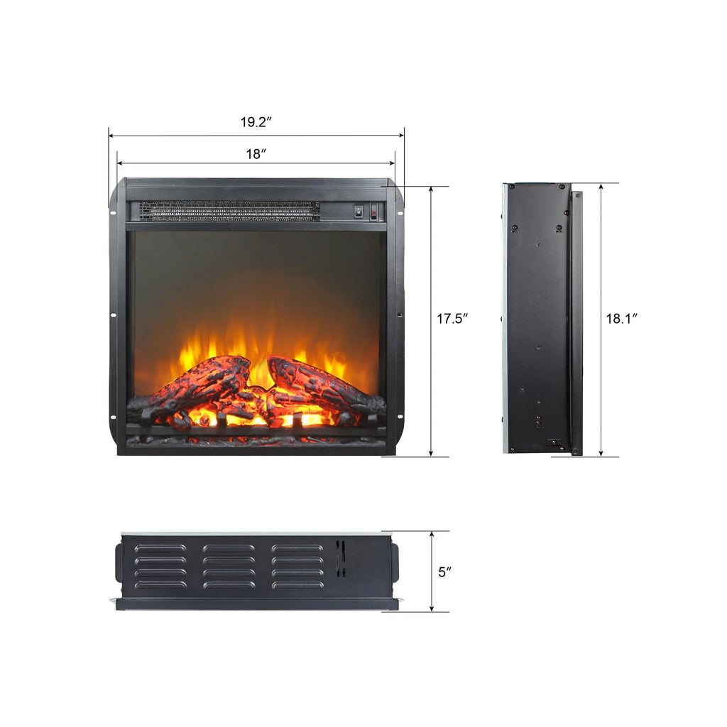 18 inch Electric Fireplace Insert, Ultra Thin Heater with Log Set & Realistic Flame, Overheating Protection (18 INCH) QIHAI