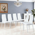 Dining Chairs Set of 4, Dining Chairs with Cushions, PU Leather Upholstered Kitchen Dining Room Chairs with Metal Legs for Dining Living Room (White, 4 PCS)
