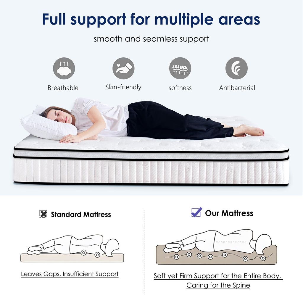 Twin Mattress 12 Inch, Memory Foam Mattress with Pocket Spring, Soft & Comfortable Medium Firm (12 inch, Twin)