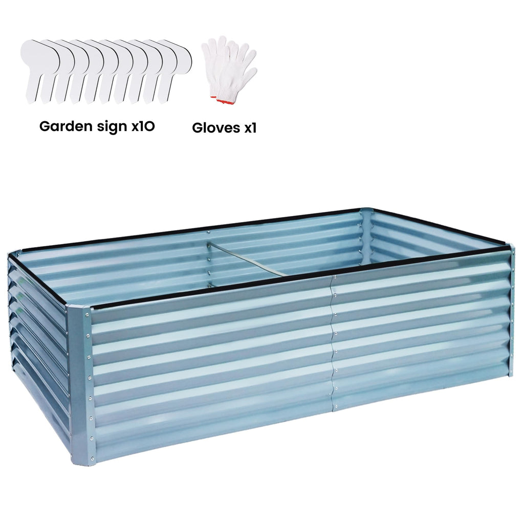 8×4×2 FT Galvanized Planter Box, Raised Garden Bed, Outdoor Above Ground Planter Extra Large Garden Box Kits for Vegetables, Flowers, Herbs (White)