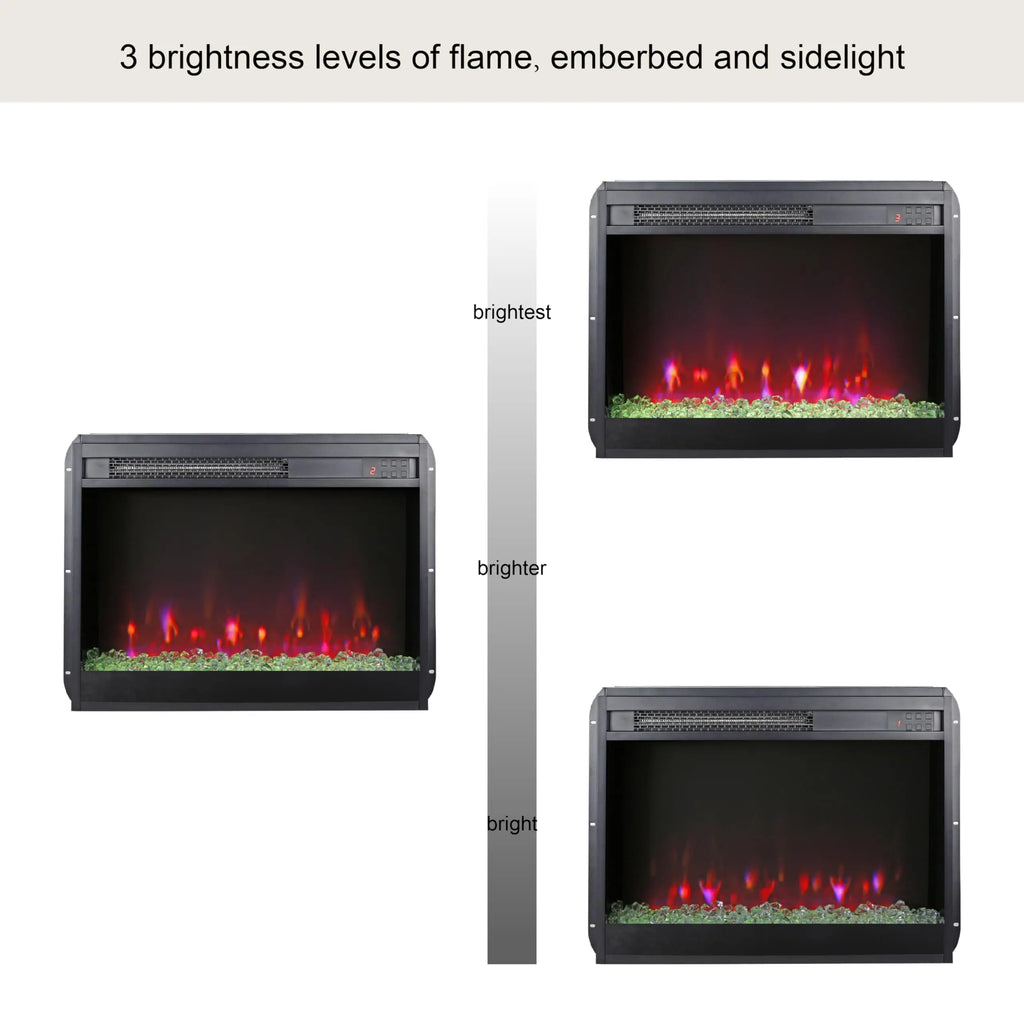 18 inch Electric Fireplace Insert, Ultra Thin Heater with Log Set & Realistic Flame, Overheating Protection (18 INCH) QIHAI