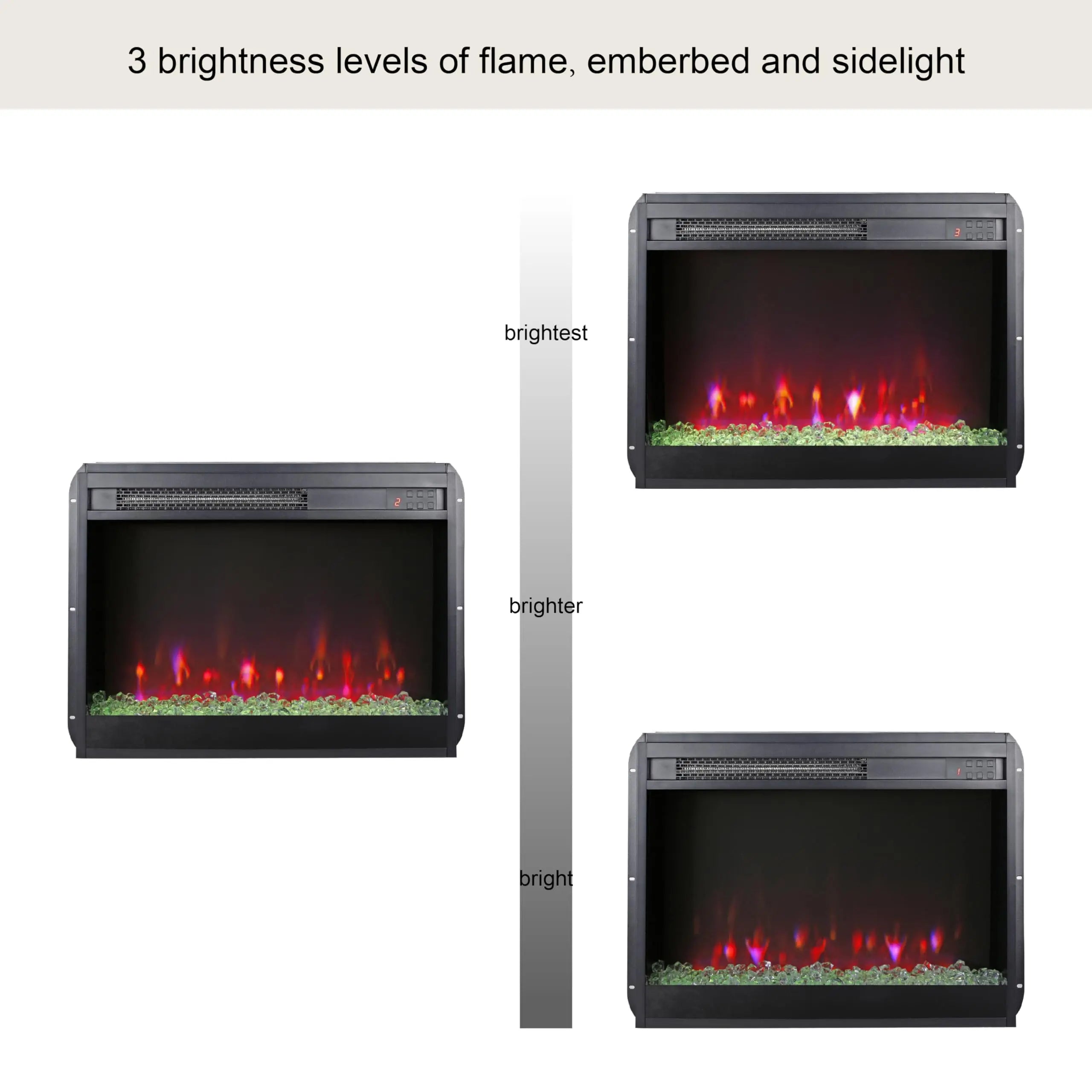 18 inch Electric Fireplace Insert, Ultra Thin Heater with Log Set & Realistic Flame, Overheating Protection (18 INCH) QIHAI