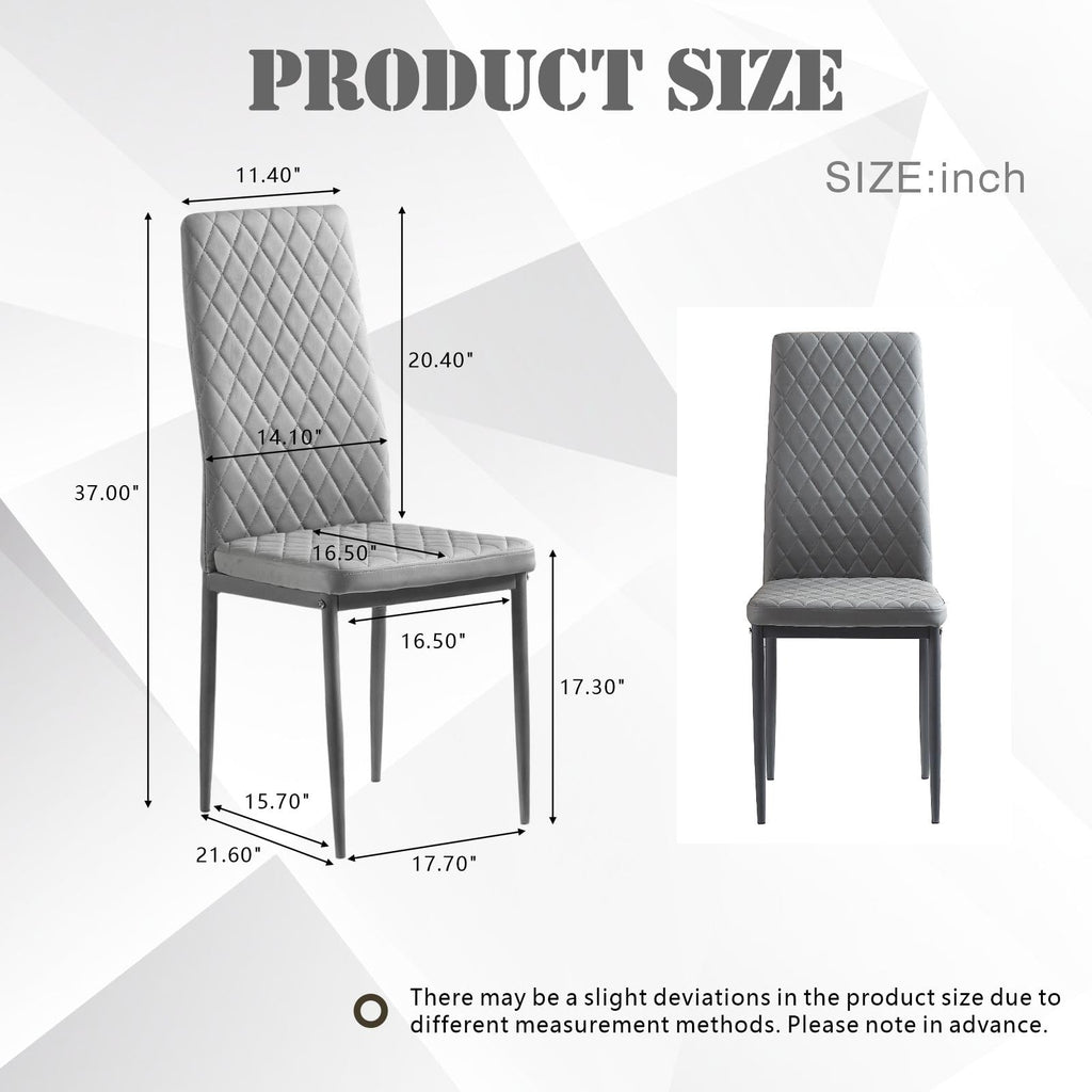 Dining Chairs Set of 4, Dining Chairs with Cushions, PU Leather Upholstered Kitchen Dining Room Chairs with Metal Legs for Dining Living Room (White, 4 PCS)