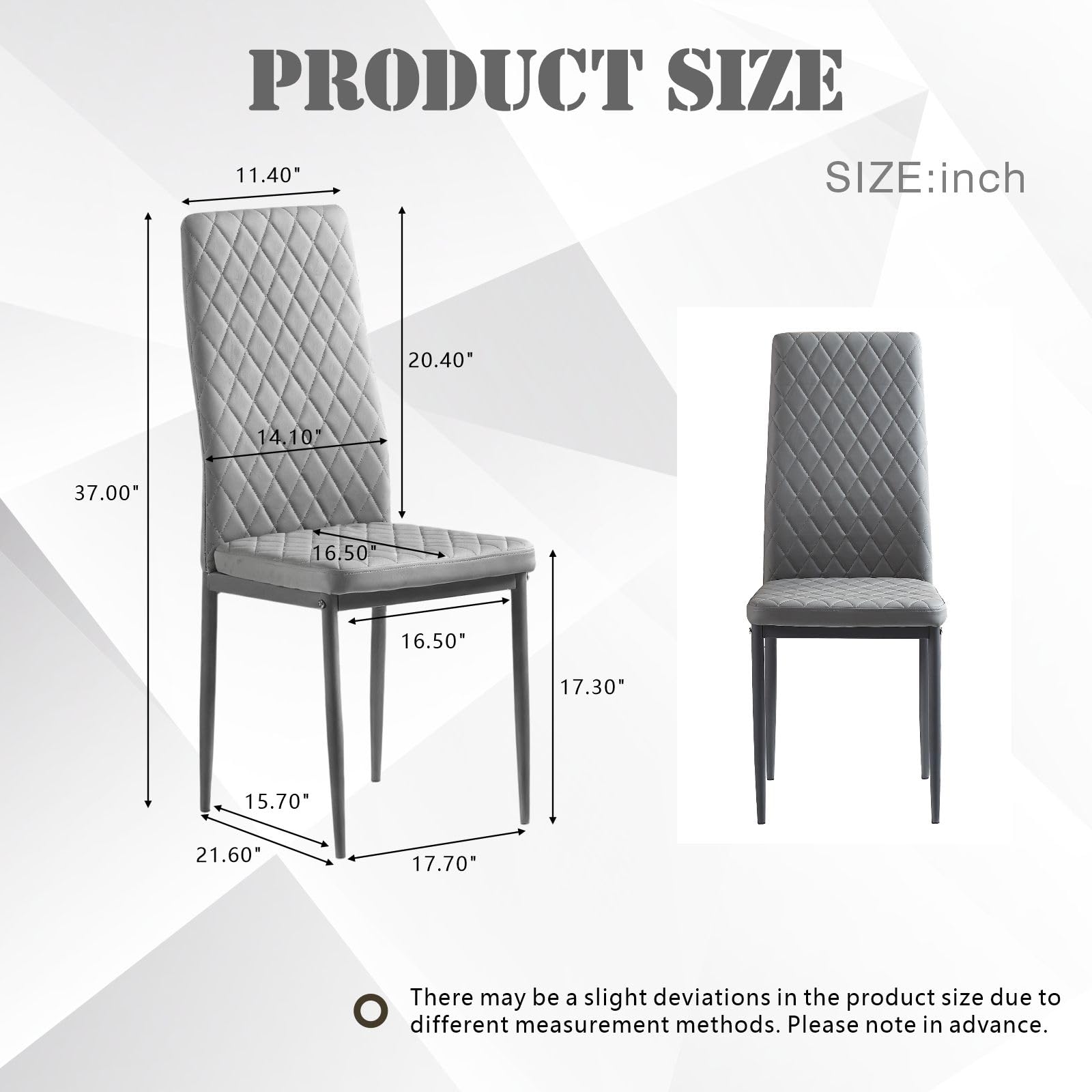 Dining Chairs Set of 4, Dining Chairs with Cushions, PU Leather Upholstered Kitchen Dining Room Chairs with Metal Legs for Dining Living Room (White, 4 PCS)