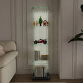 QIHAI Glass Display Cabinet,Premium 4-Tier Diamond Glass Display Case with 5 Dynamic LED Modes, Tempered Glass Curio Cabinet for Collectibles & Decor (62.99x27.56x11.81 Inches) QIHAI