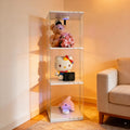 Tempered Glass Display Cabinet with Doors, Curio Cabinet with Lights,Rotatable 4 Tier Glass Display Case for Living Room,Dining Room,Corridor,Office (White, 4-Tier)