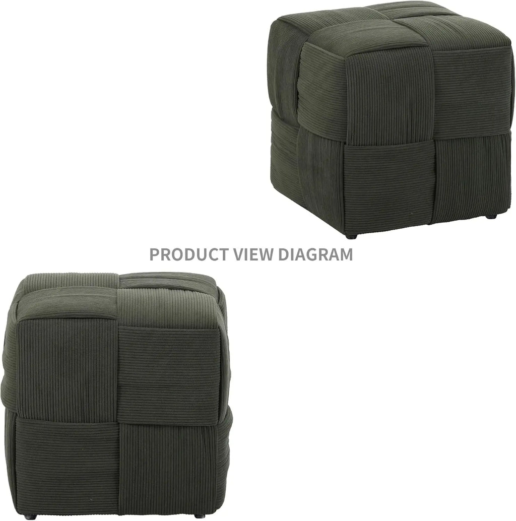 QIHAI Ottoman Foot Rest Soft and Comfortable Ottoman,Square Corduroy Woven Design Sofa Stool (Brown) QIHAI