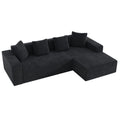 102.7" Corduroy Sectional Couch, Boneless L Shaped Couch with Deep Seat, Cloud Foam Sofa with Chaise, Sectional Sofa No Assembly Needed for Living Room and Bedroom (Black + Corduroy + 3 Seat + Foam)