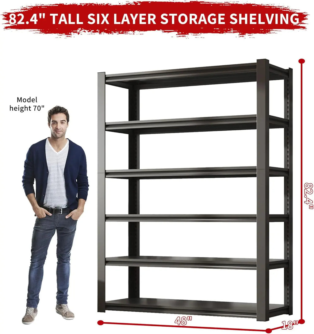 QIHAI 5 Tier Metal Shelves for Storage Garage Shelving 2000LBS Heavy Duty Storage Shelves Adjustable Garage Shelf Industrial Shelving Unit Storage Utility Rack,35.4" W*15.7" D*72" H,Black QIHAI