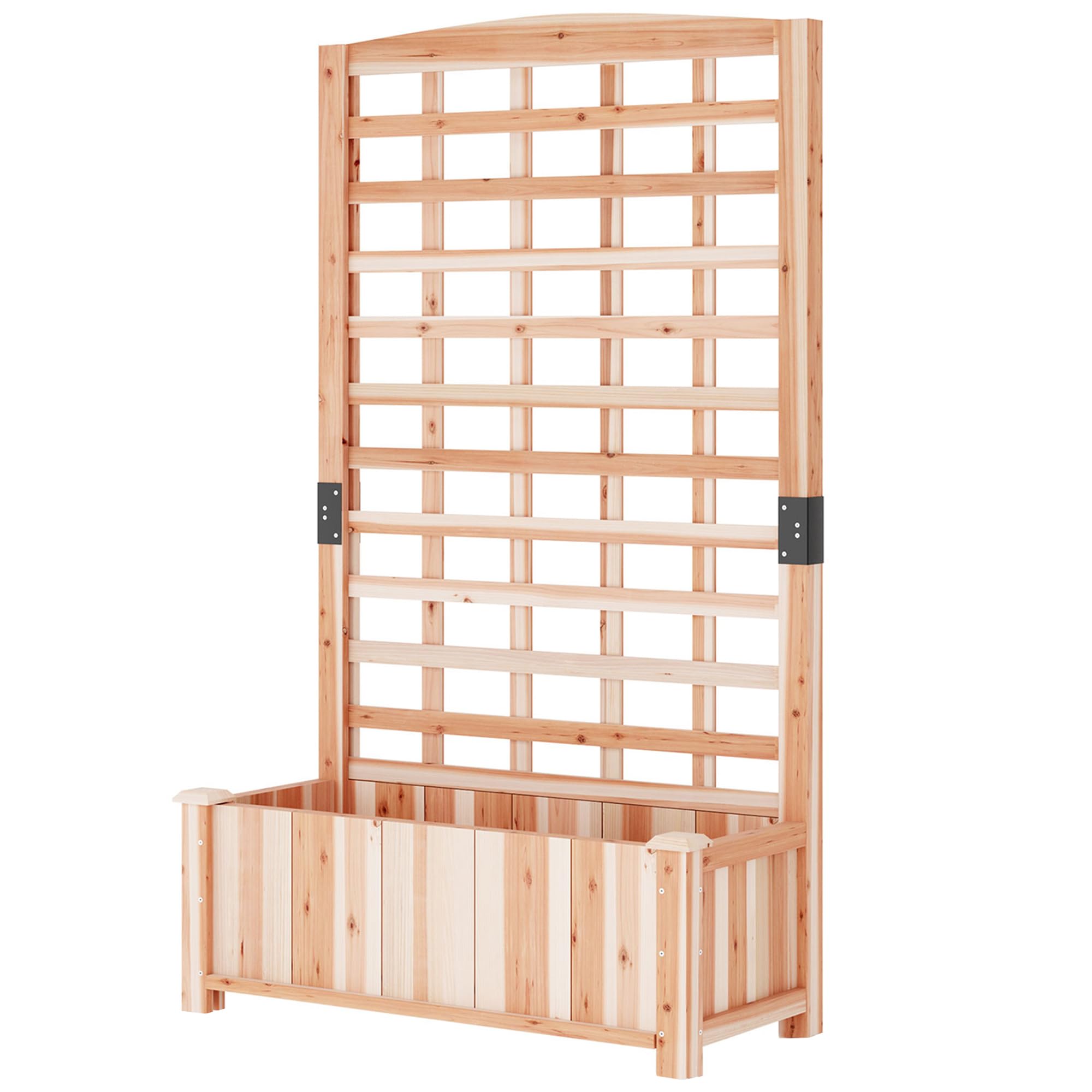 Wooden Raised Garden Bed with Trellis, Outdoor Free-Standing Trellis Planter, Standing Elevated Planter Box for Vegetables,Flowers, Fruits (35.4" L x 15.7" W x 59.4" H)