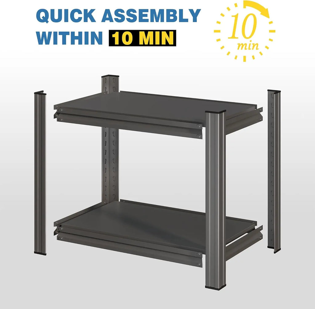 QIHAI 5 Tier Metal Shelves for Storage Garage Shelving 2000LBS Heavy Duty Storage Shelves Adjustable Garage Shelf Industrial Shelving Unit Storage Utility Rack,35.4" W*15.7" D*72" H,Black QIHAI