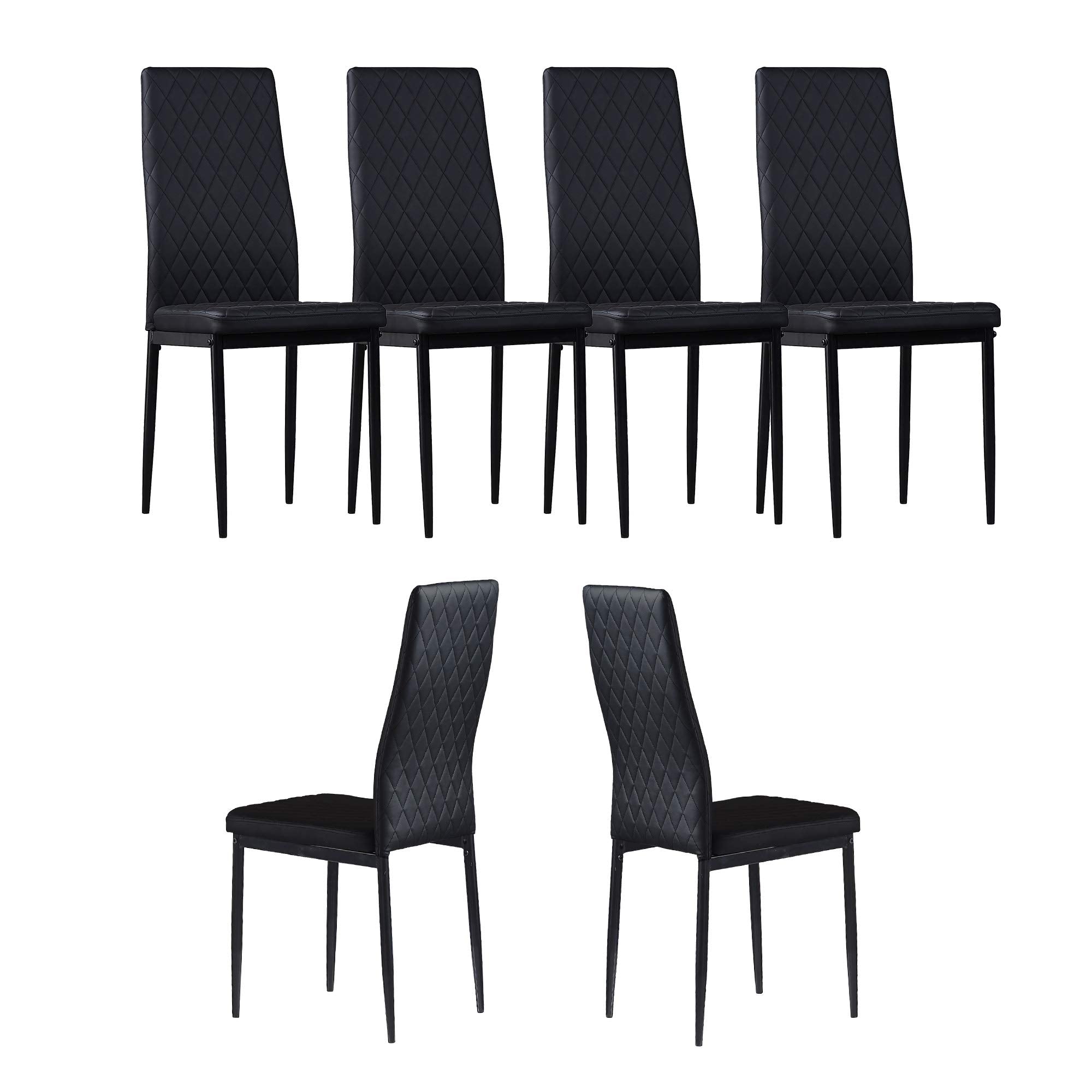 Dining Chairs Set of 4, Dining Chairs with Cushions, PU Leather Upholstered Kitchen Dining Room Chairs with Metal Legs for Dining Living Room (White, 4 PCS)
