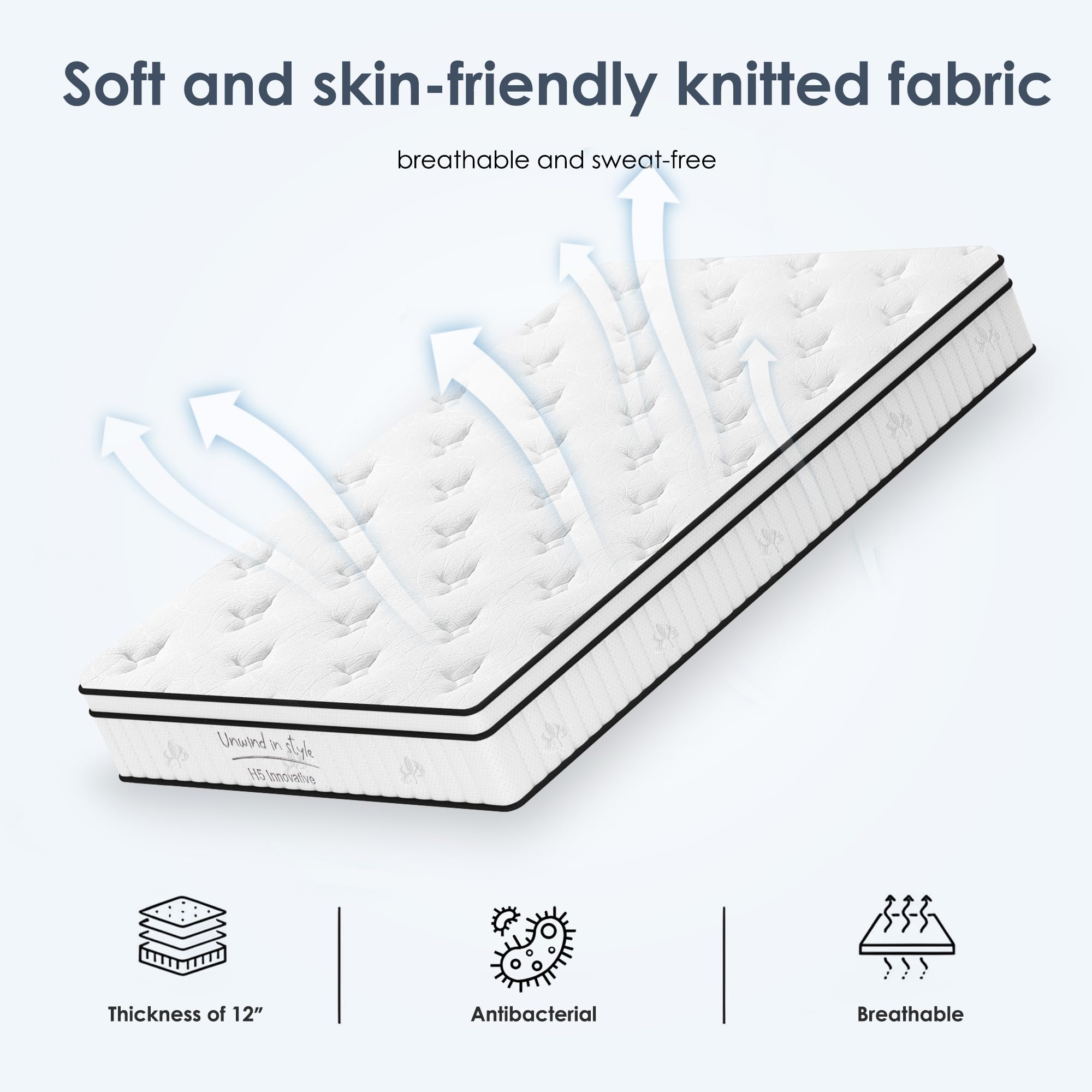 Twin Mattress 12 Inch, Memory Foam Mattress with Pocket Spring, Soft & Comfortable Medium Firm (12 inch, Twin)