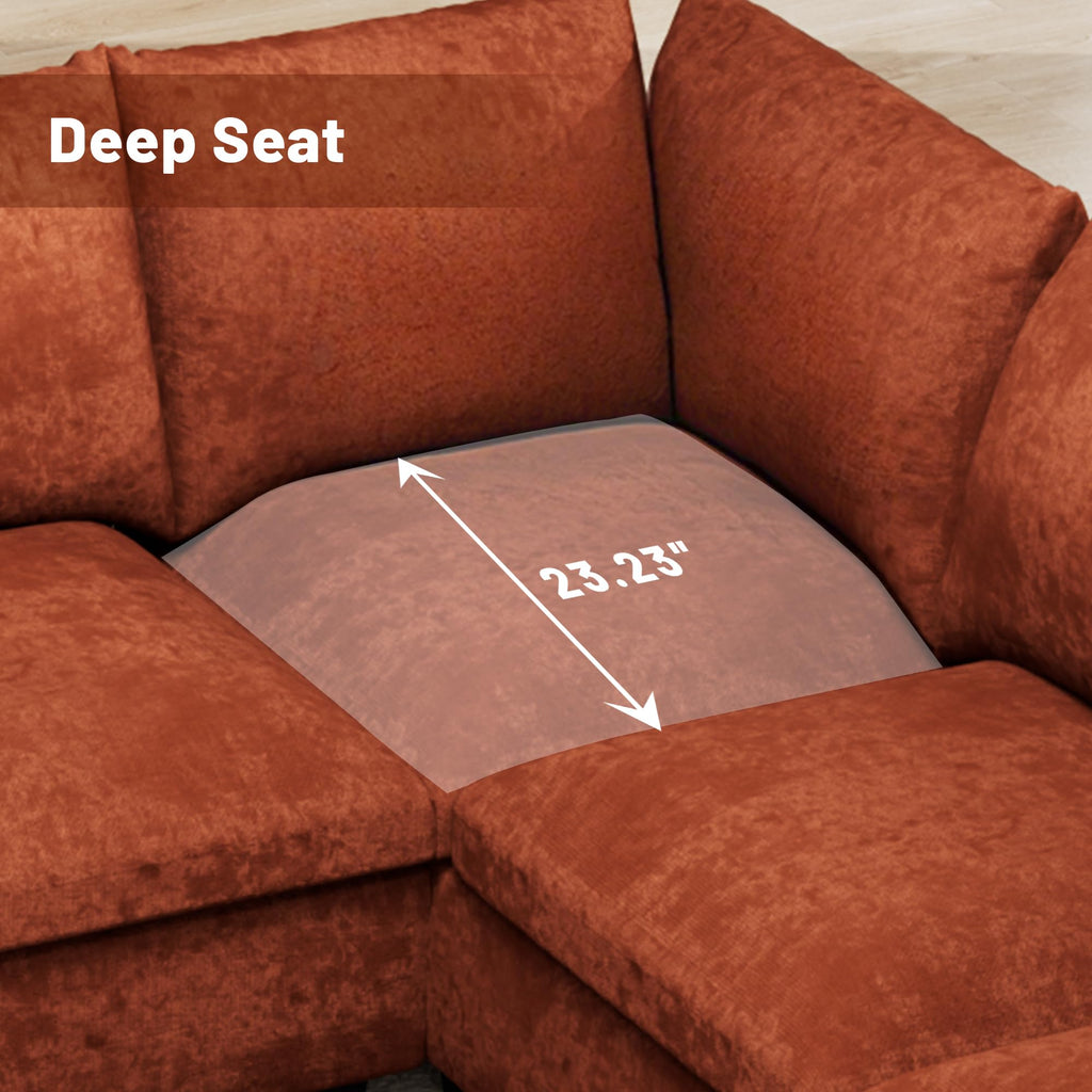 120.1" L Shaped Modular Sectional Sofa, 7 Seater Sectional Sofa with Storage Ottoman, L Shaped Cloud Couch Corner Sofa Oversized Modular Sectional Couch for Living Room (Black)