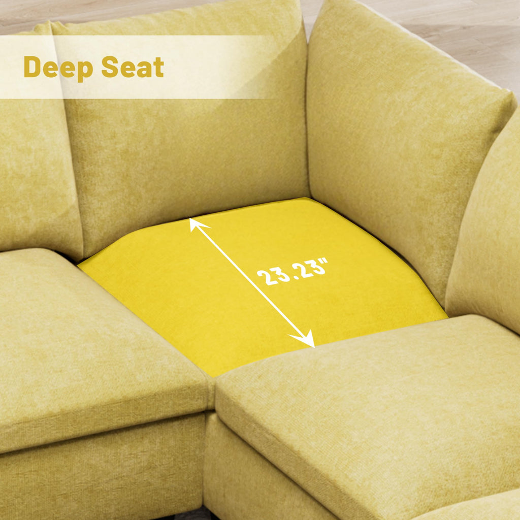 120.1" L Shaped Modular Sectional Sofa, 7 Seater Sectional Sofa with Storage Ottoman, L Shaped Cloud Couch Corner Sofa Oversized Modular Sectional Couch for Living Room (Black)